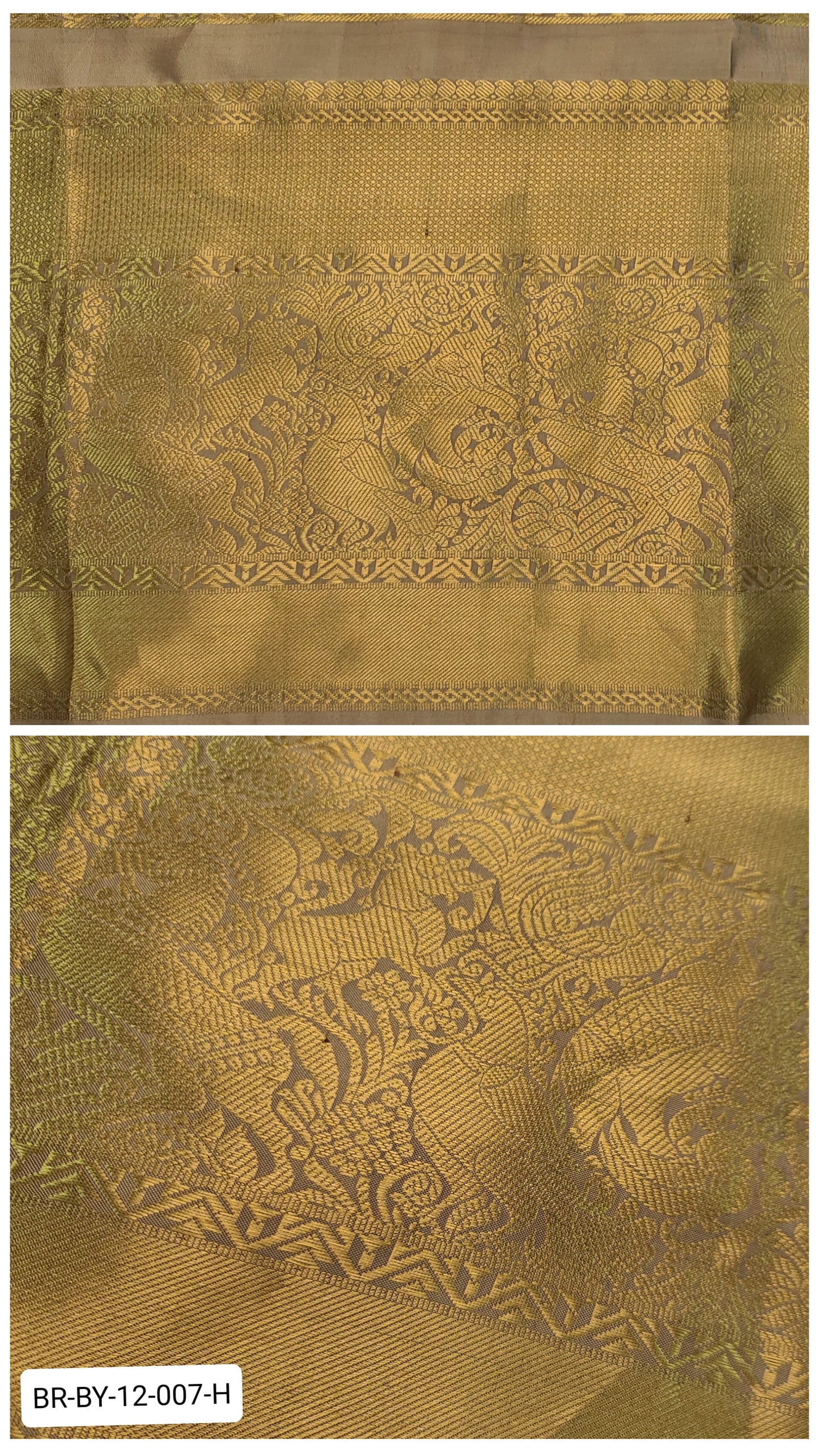 11 Inch Pure Kanchipuram Silk Zari Border – Beige Gold with Gold Zari Traditional Motif Weave