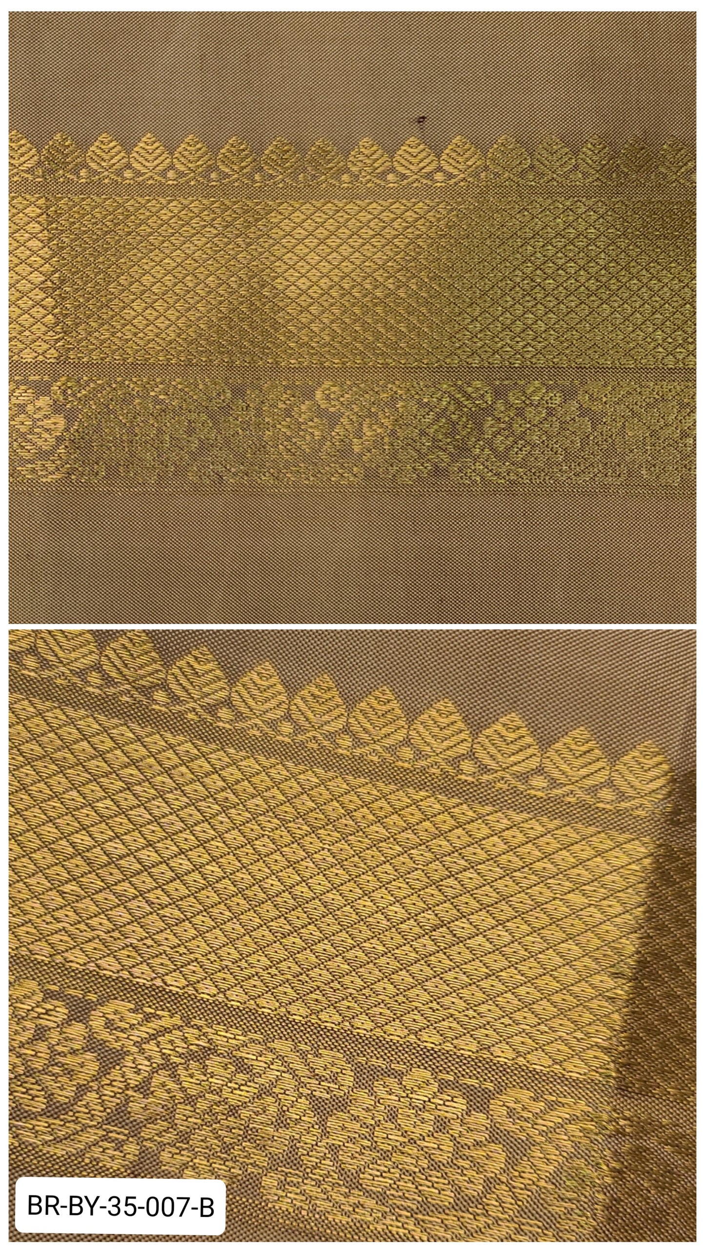 Pure Kanchipuram Silk Zari Border – Beige with Gold Diamond Weave & Floral Motifs (Per Meter)