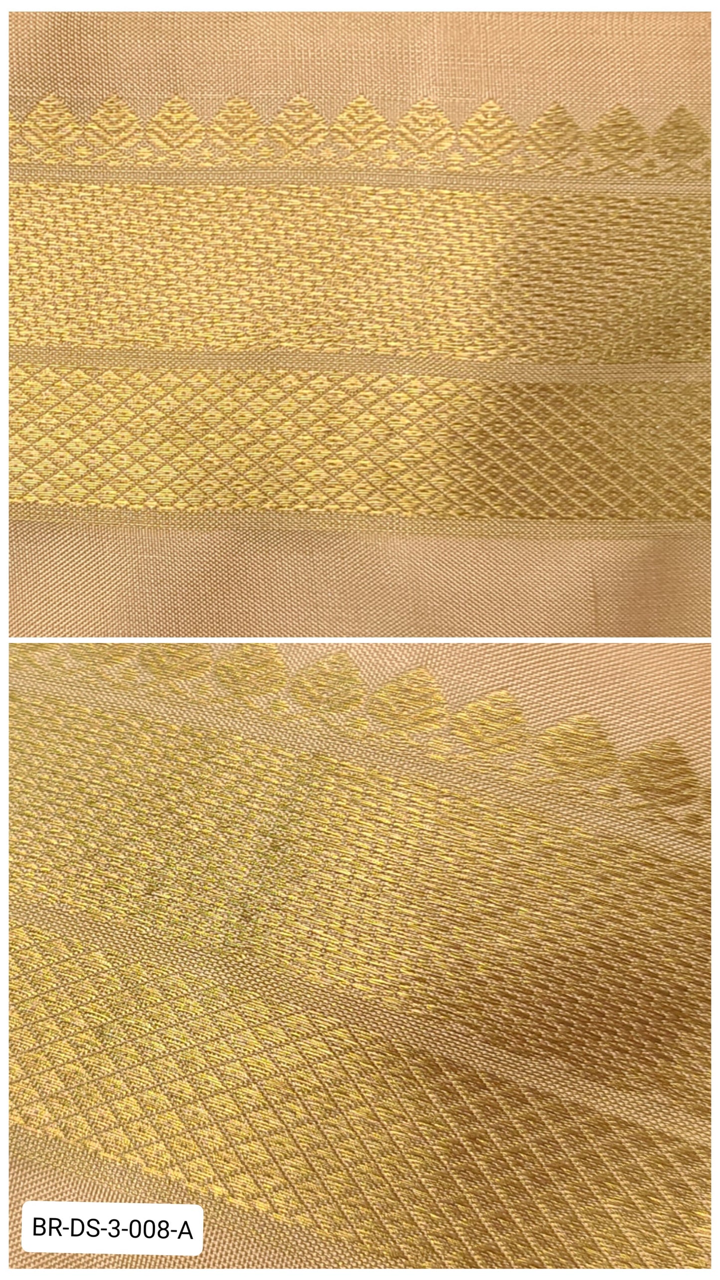 3 Inch Pure Kanchipuram Silk Zari Border – Soft Sandal Beige with Gold Zari Temple & Diamond Weave