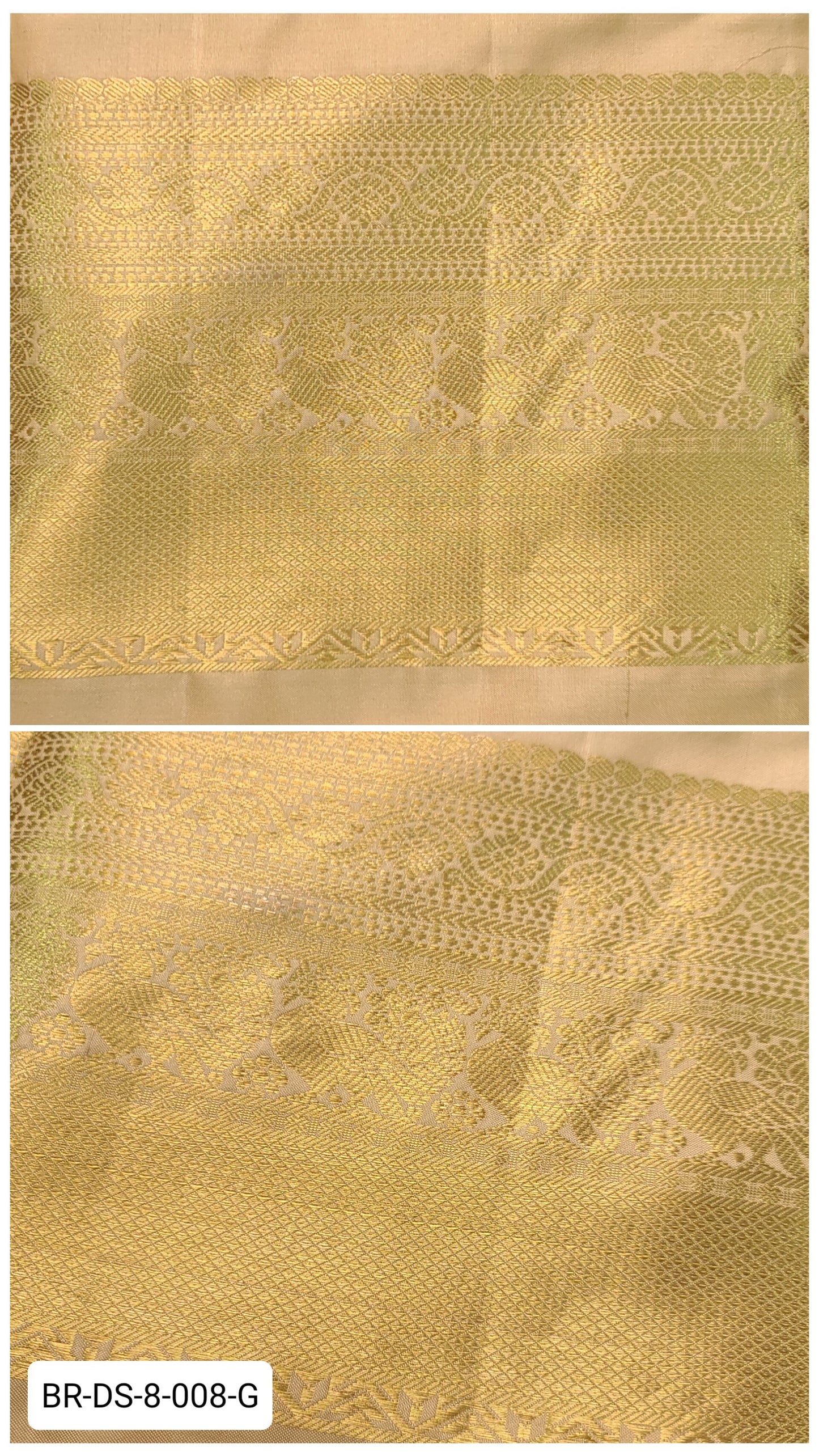 8 Inch Pure Kanchipuram Silk Zari Border – Cream with Gold Zari Floral Weave
