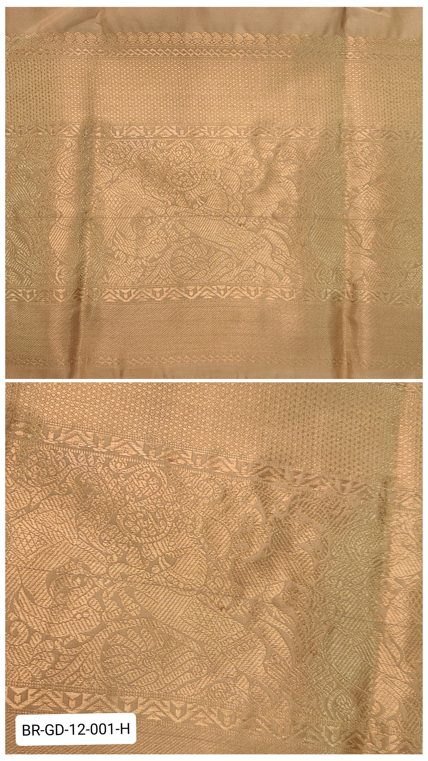 11 Inch Pure Kanchipuram Silk Zari Border – Light Gold with Gold Zari Intricate Motif Weave