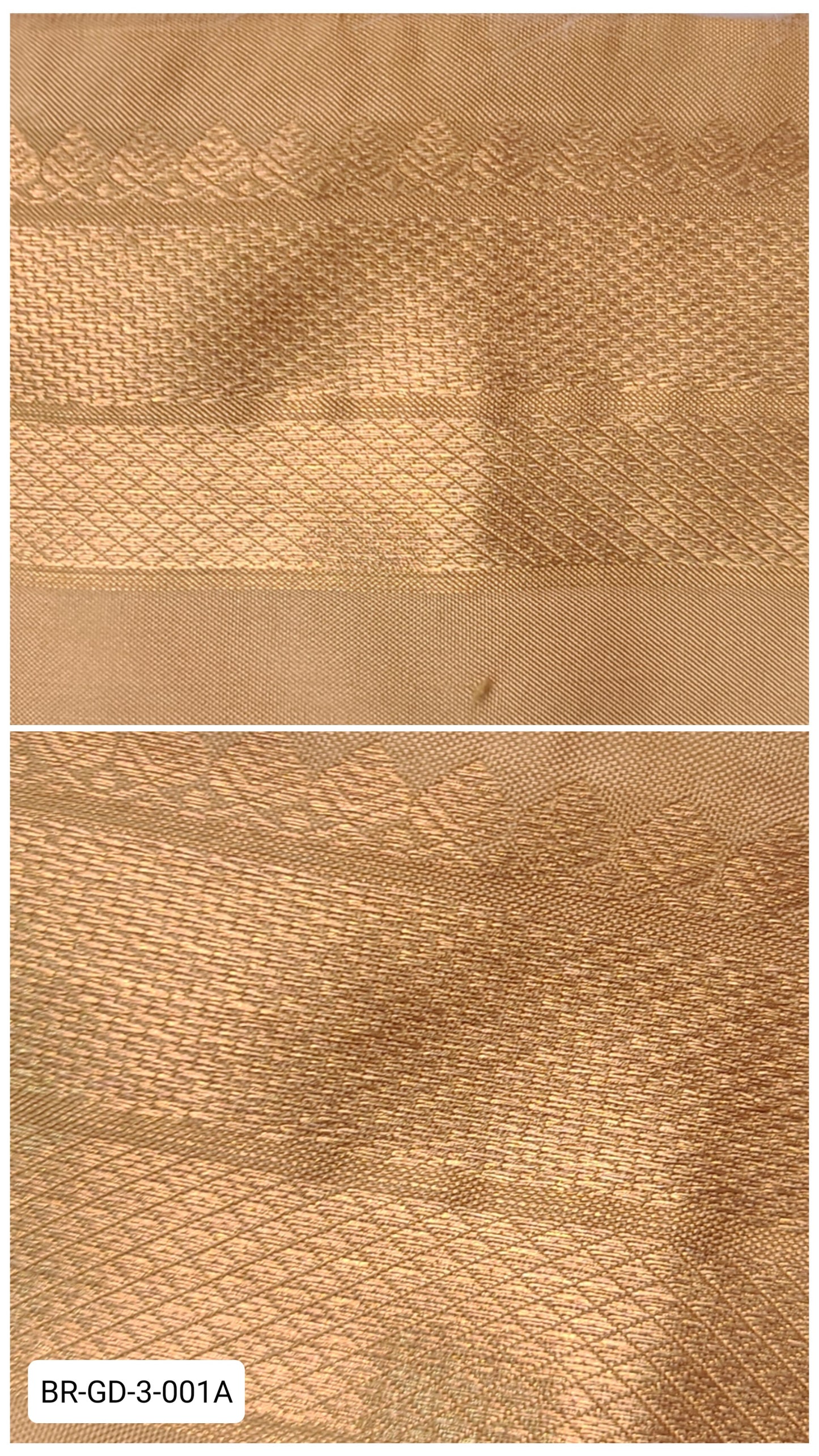 3 Inch Pure Kanchipuram Silk Zari Border – Gold Beige with Gold Zari Temple & Diamond Weave