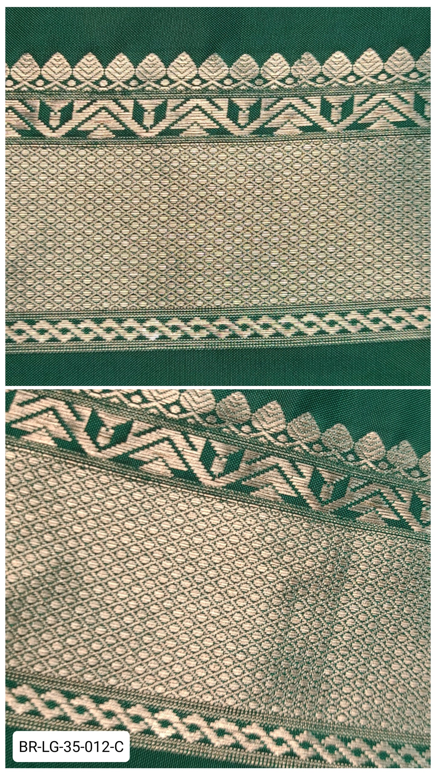 Pure Kanchipuram Silk Zari Border – Leaf Green with GoldZari Weave (Per Meter)