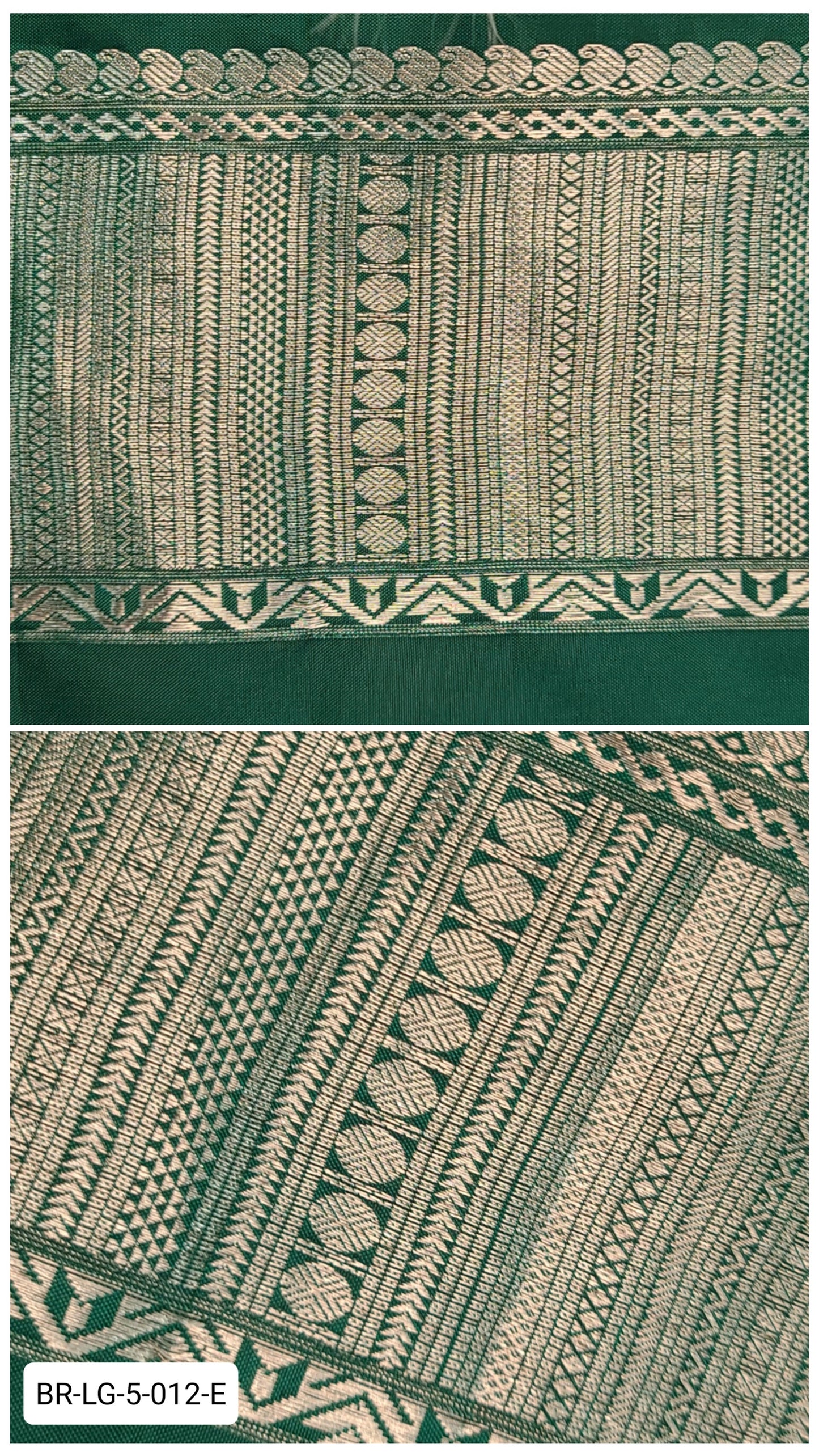 5.5 Inch Pure Kanchipuram Silk Zari Border – Leaf Green with Silver Zari Geometric Weave