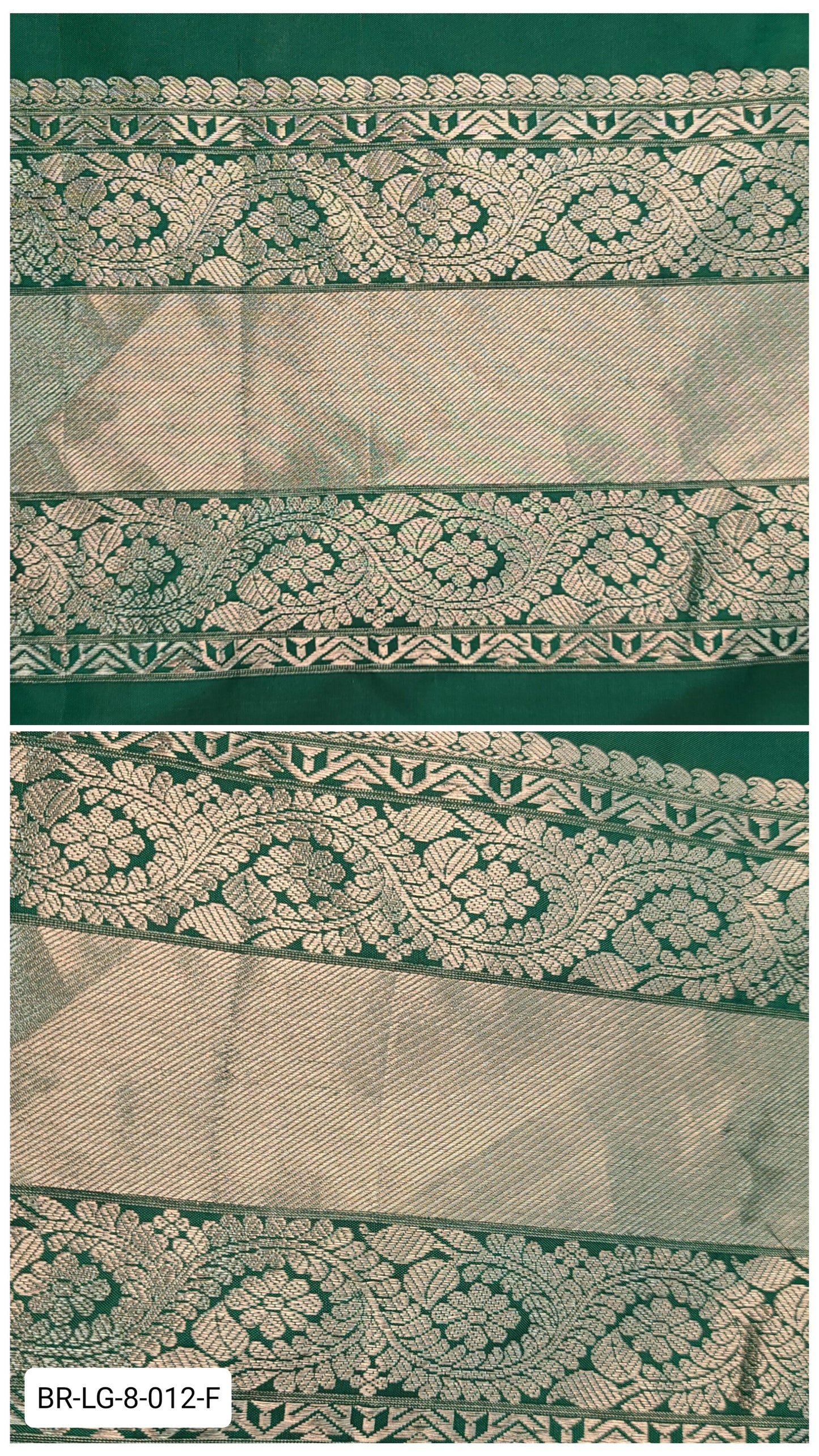 8 Inch Pure Kanchipuram Silk Zari Border – Leaf Green with Silver Zari Floral Paisley Weave