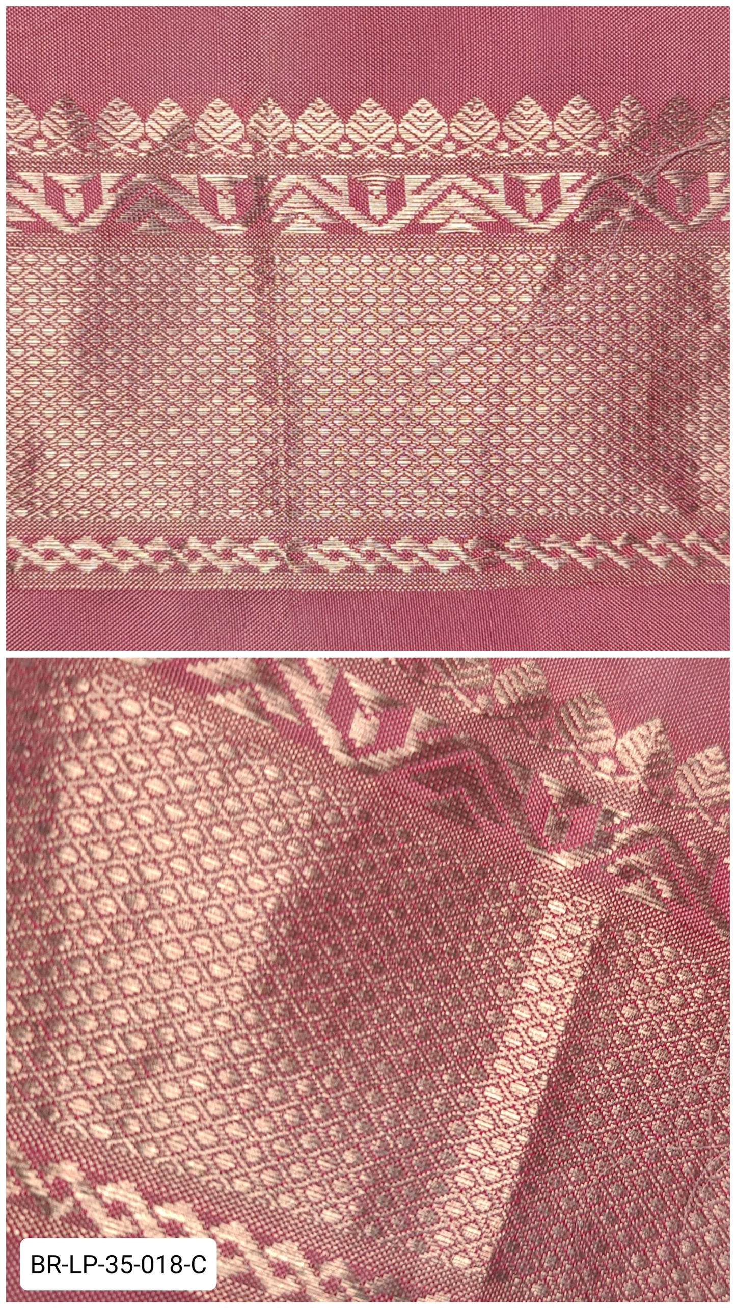 Pure Kanchipuram Silk Zari Border – Light Pink with Silver Geometric & Temple Motifs (Per Meter)
