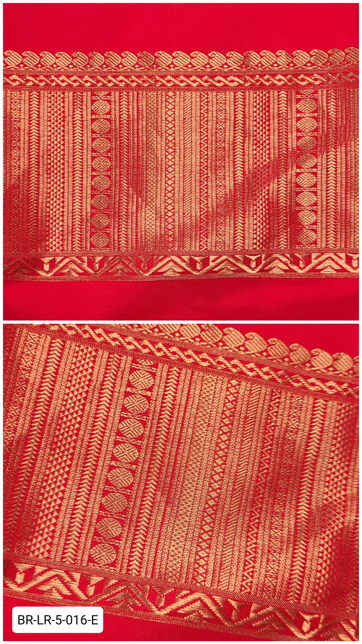 5.5 Inch Pure Kanchipuram Silk Zari Border – Lotus Red with Gold Zari Geometric Weave