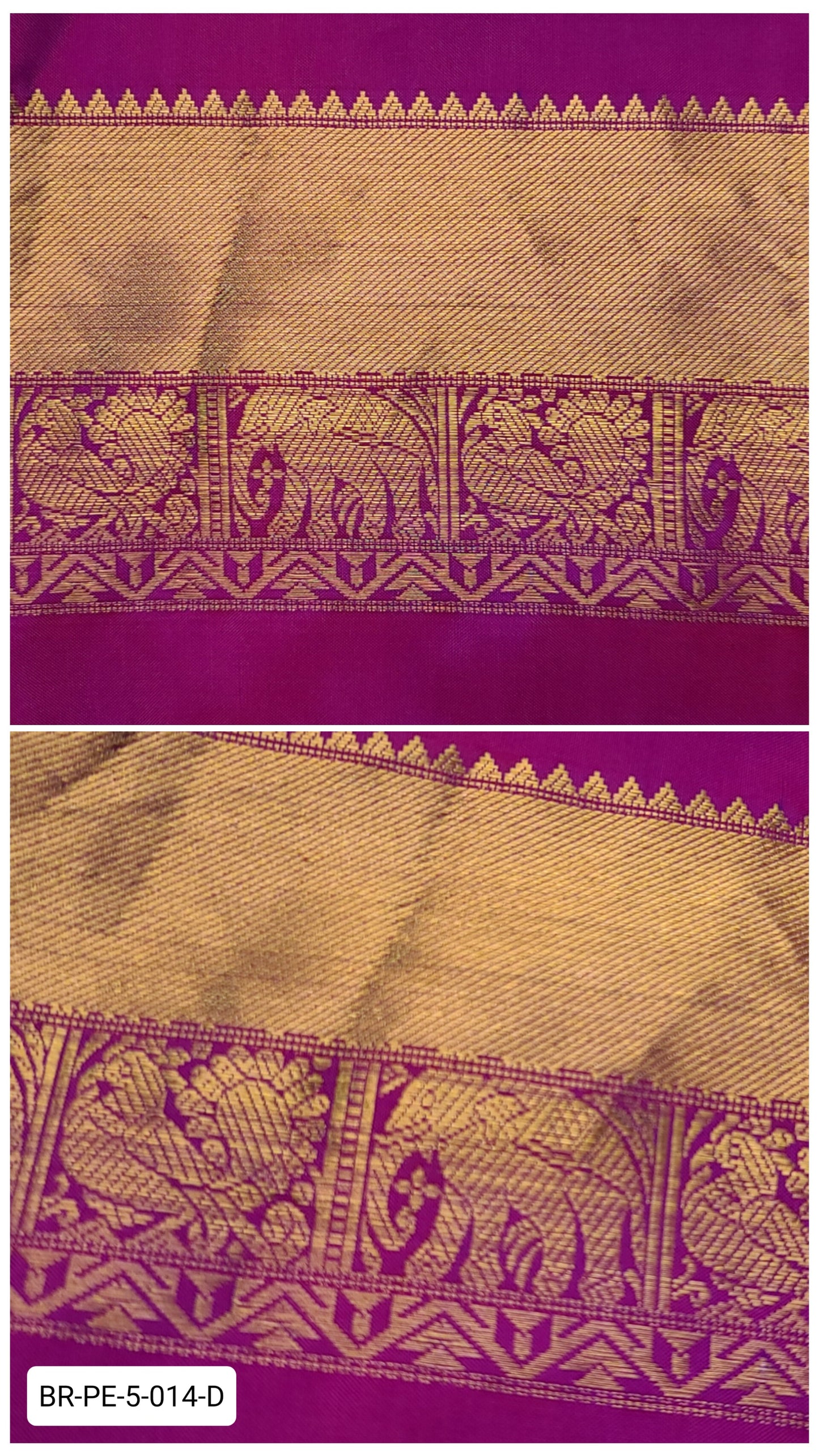 5 Inch Pure Kanchipuram Silk Zari Border – Raspberry Pink with Gold Zari Elephant & Peacock Motifs