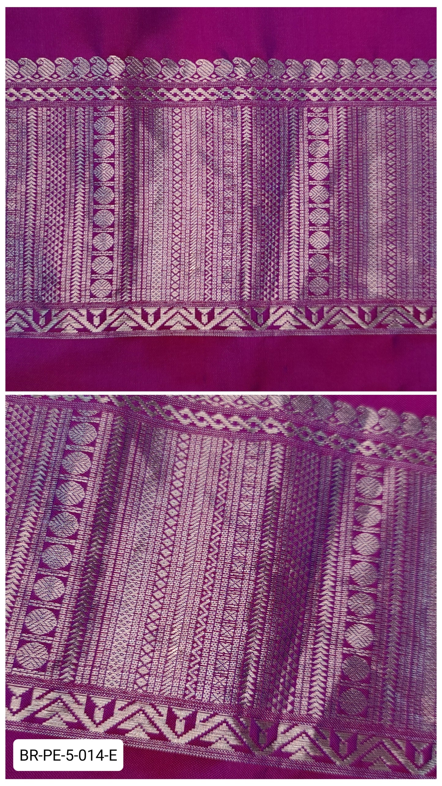 5.5 Inch Pure Kanchipuram Silk Zari Border – Pinkish Purple with Silver Zari Geometric Weave