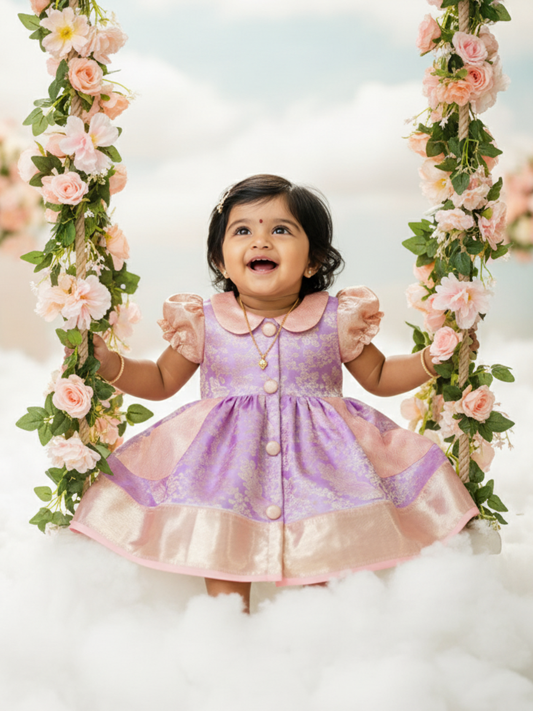 Lavender Blossom Kanchipuram Silk Frock