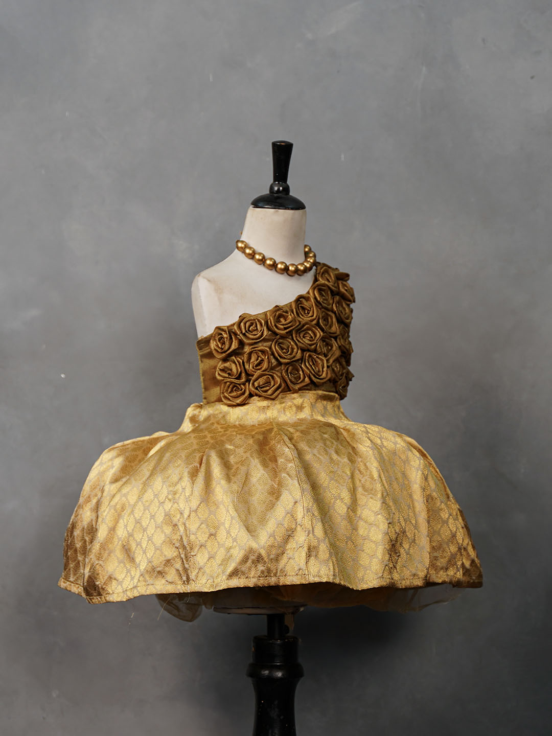 Gold Rosette Kanjivaram Silk Gown