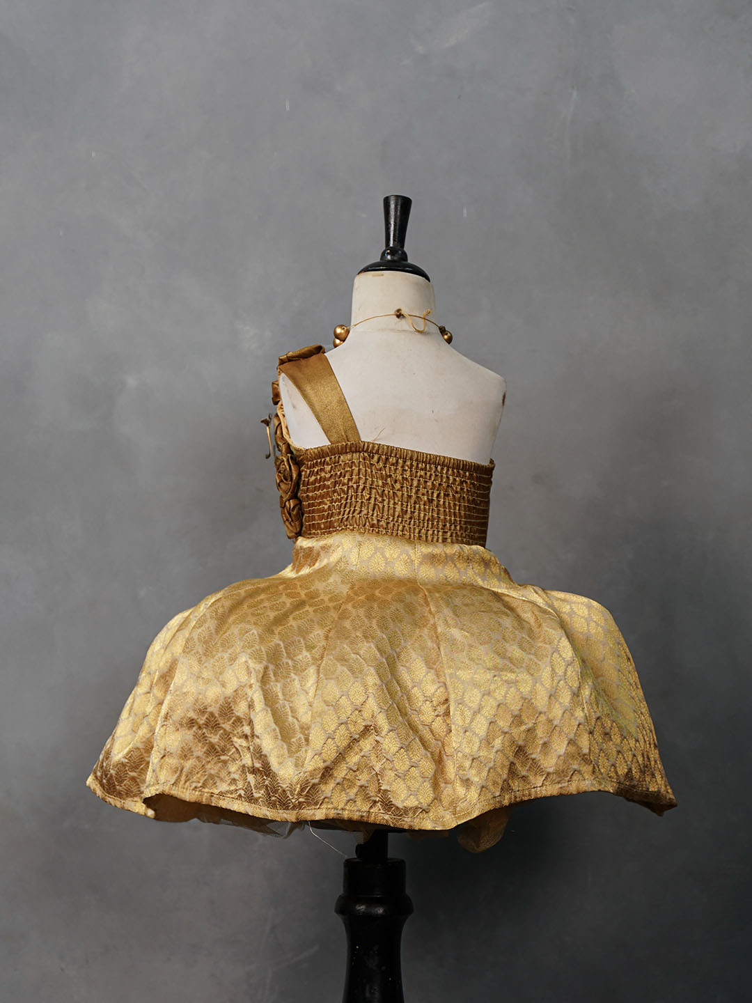 Gold Rosette Kanjivaram Silk Gown
