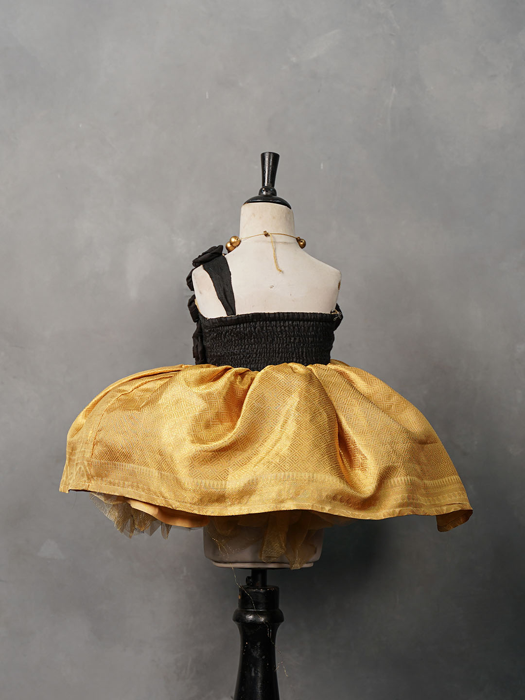 Black Rosette Kanjivaram Silk Gown