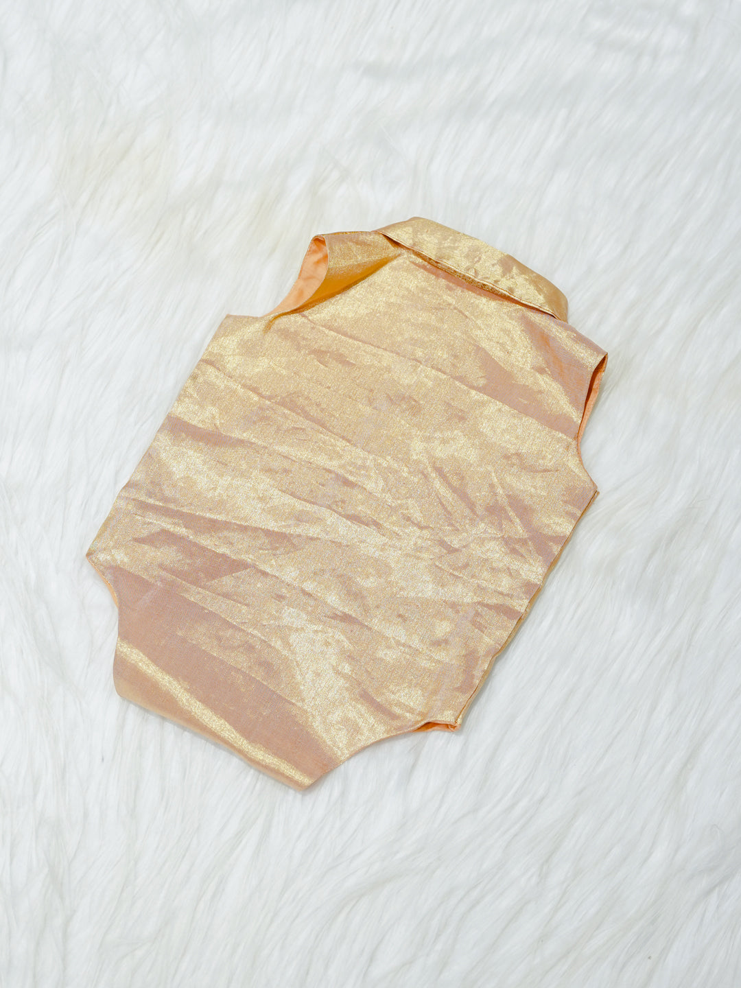 Gold Shimmer Silk Newborn Boy Romper with Booties