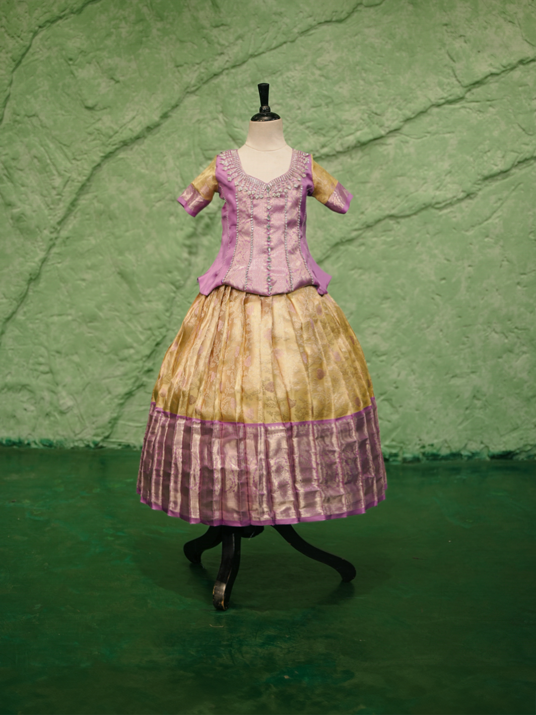 Lavender & Gold Pattu Pavadai — Pure Kanchipuram Silk