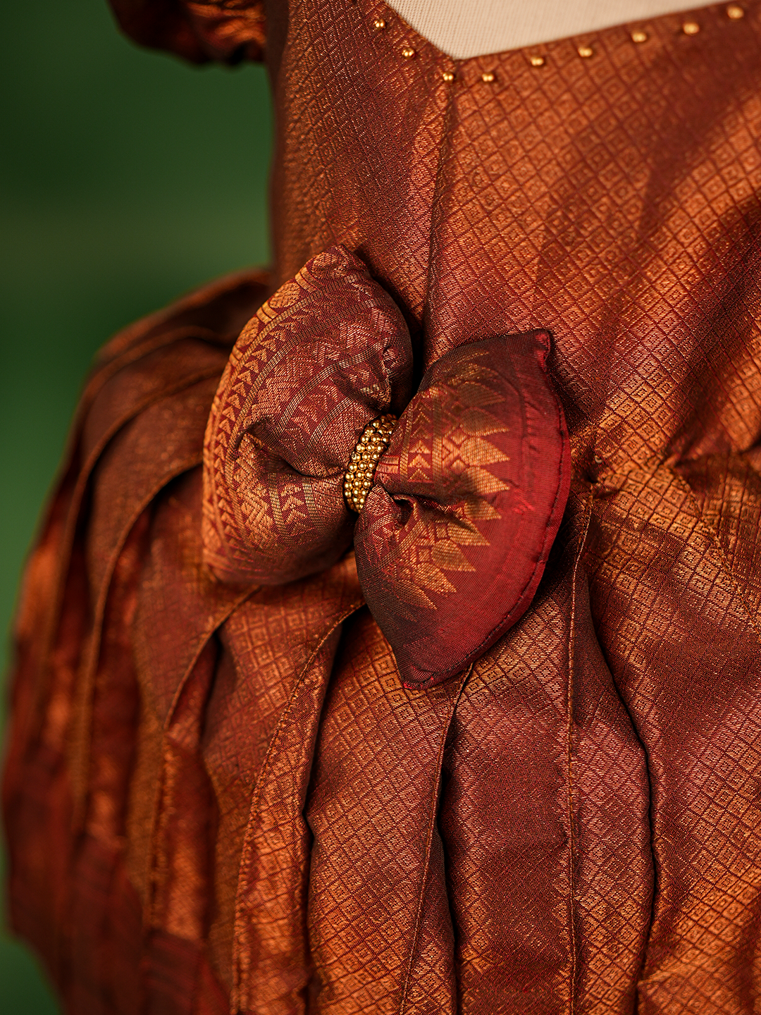 Royal Maroon Pure Kanchipuram Silk Gown – Jacquard Weave & Gold Zari Border