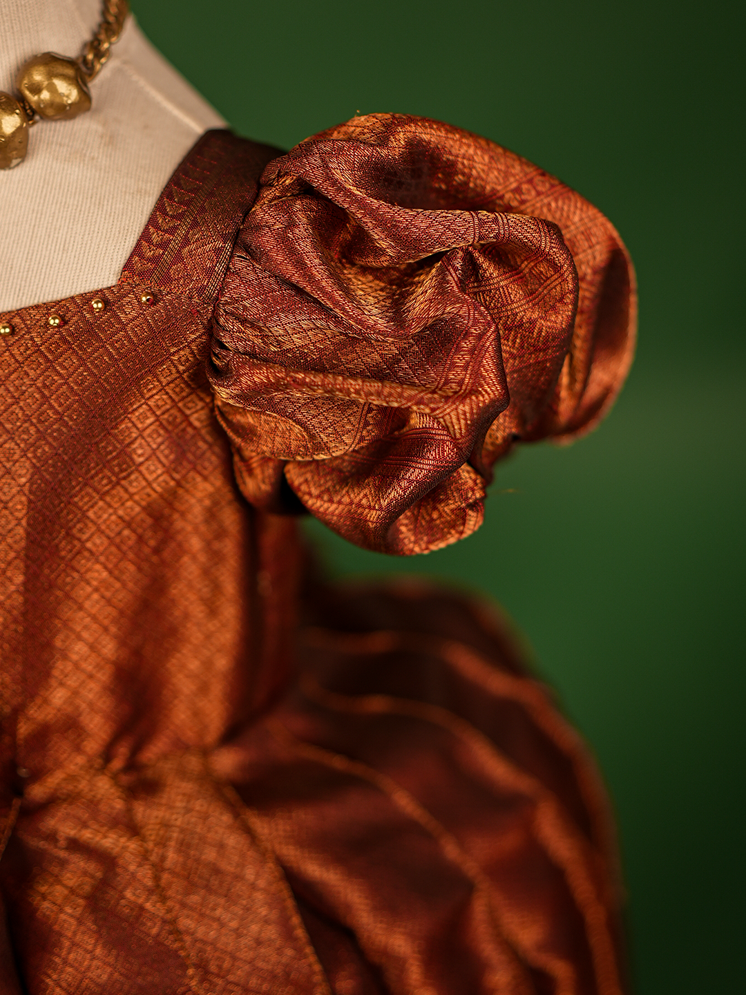 Royal Maroon Pure Kanchipuram Silk Gown – Jacquard Weave & Gold Zari Border