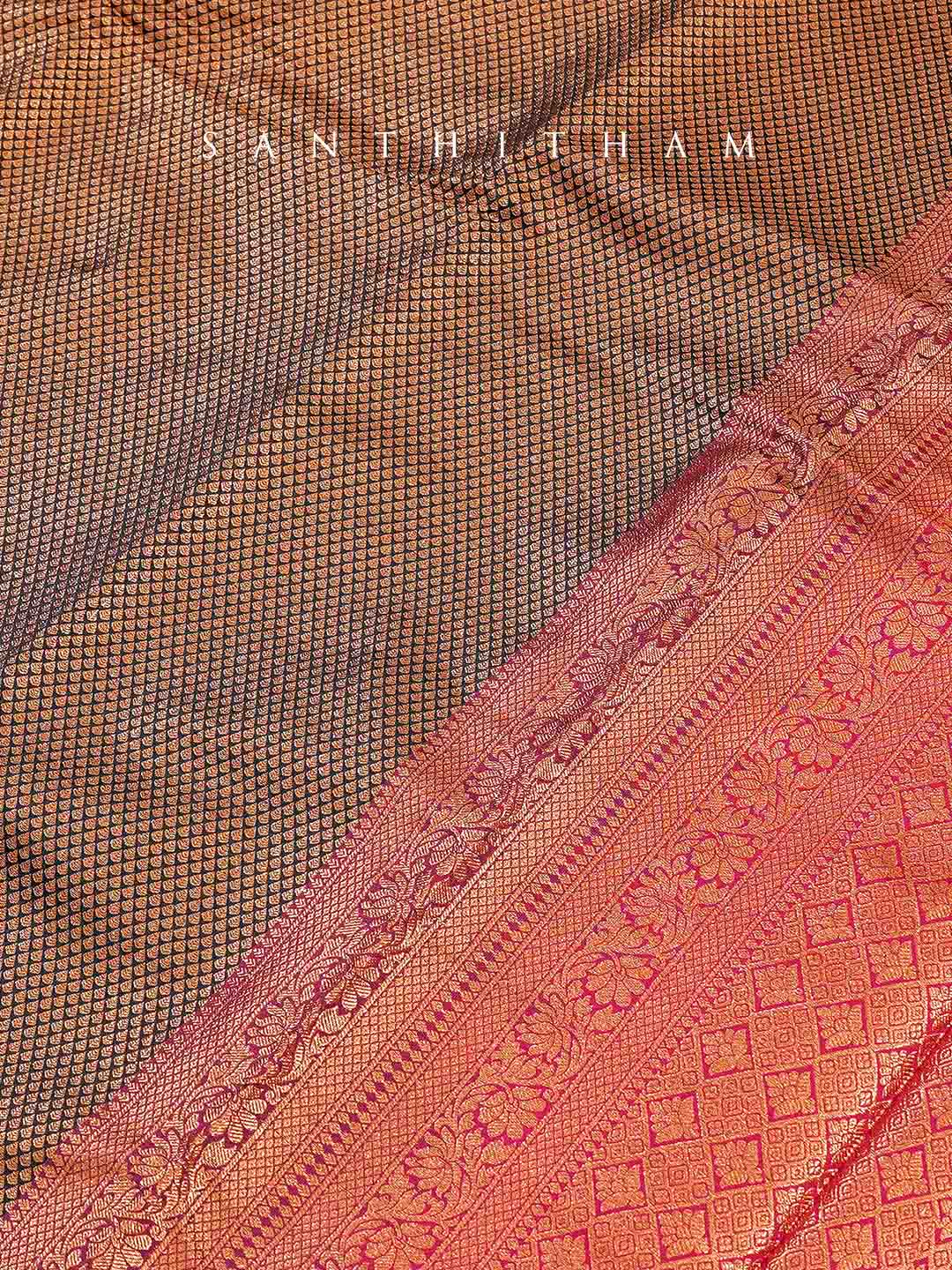 Chocolate and Ruby Red Semi Silk Saree