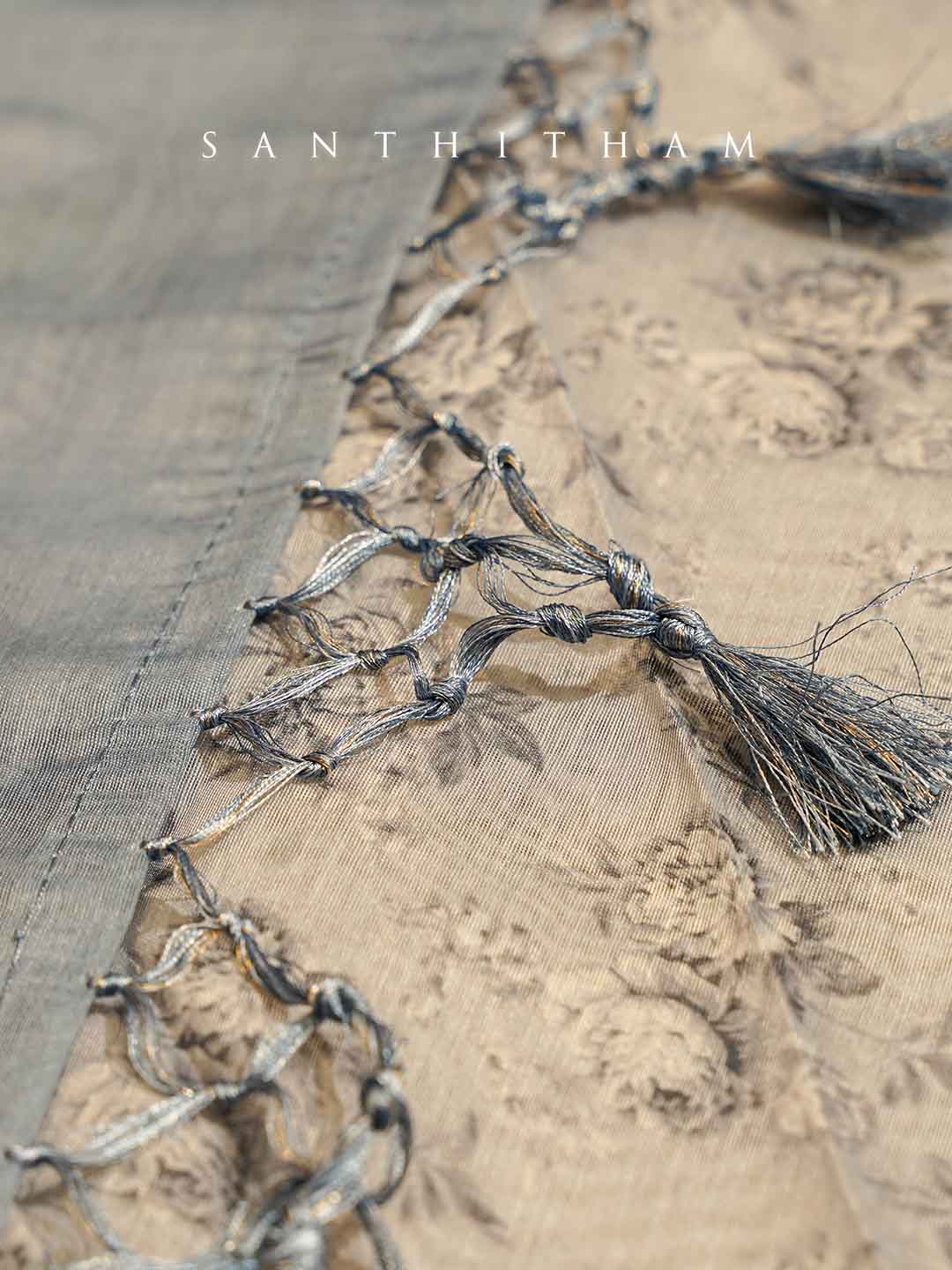 Lavender Gray Floral Print Cotton Saree