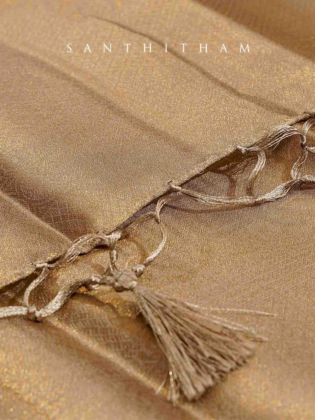 Beige and Gray Floral Print Semi Silk Saree