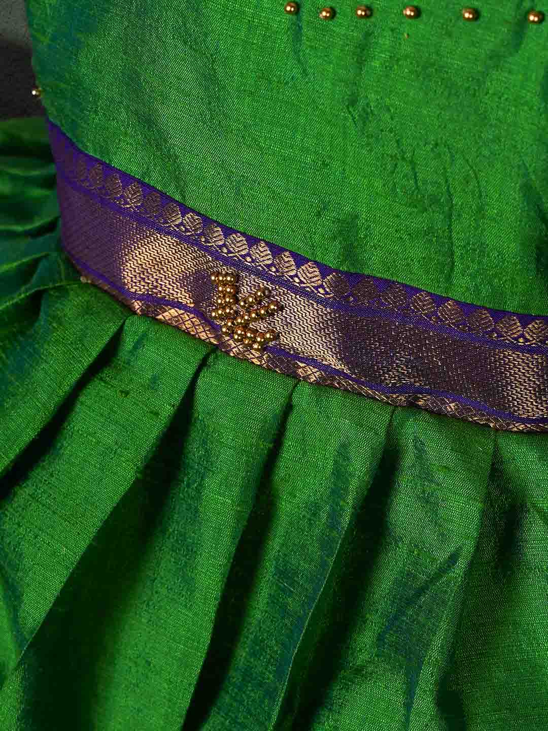 Vibrant Green and Royal Blue Raw Silk Children's Gown
