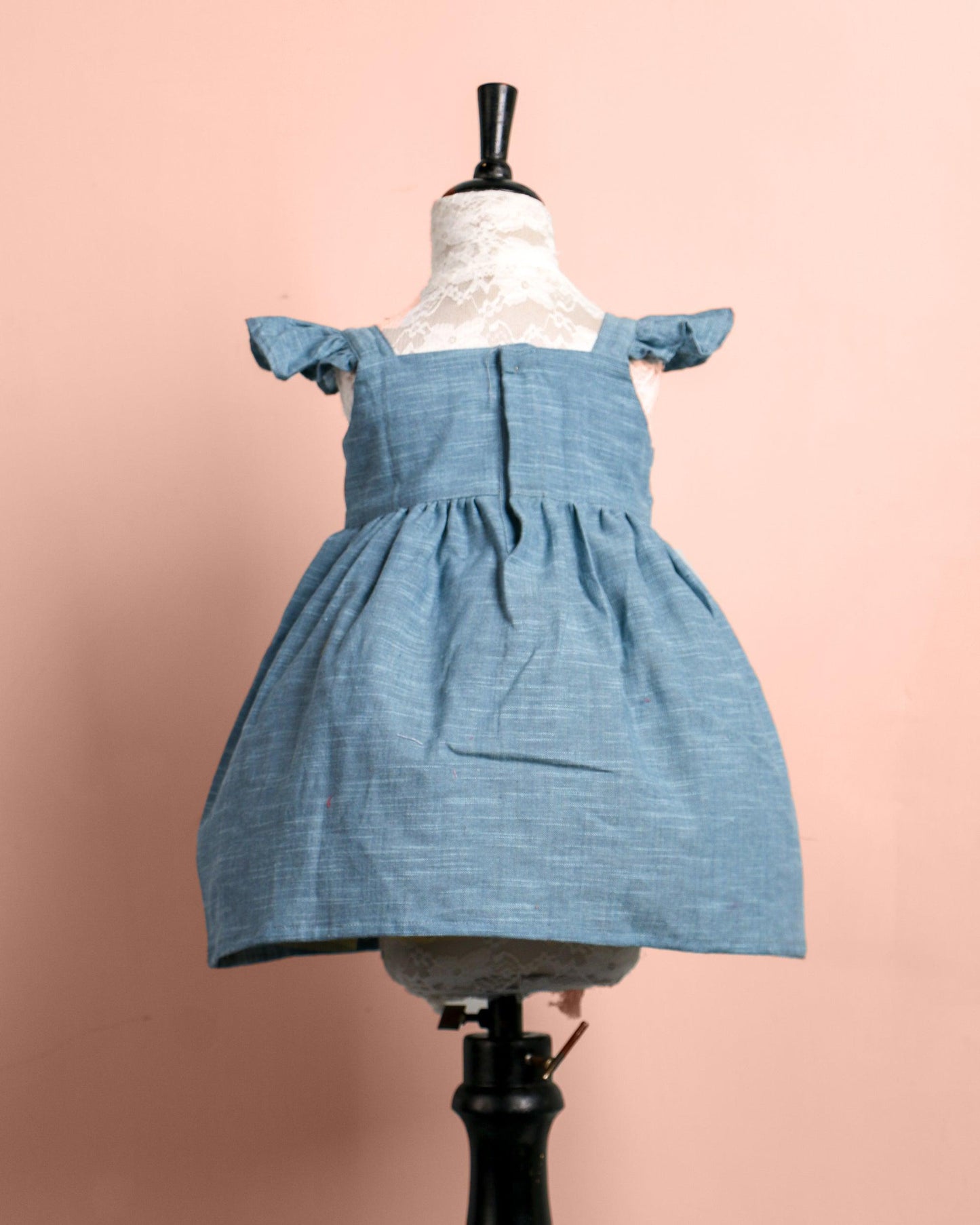 Handloom Woven Chalk blue Fit & Flare Dress WeaversKnot