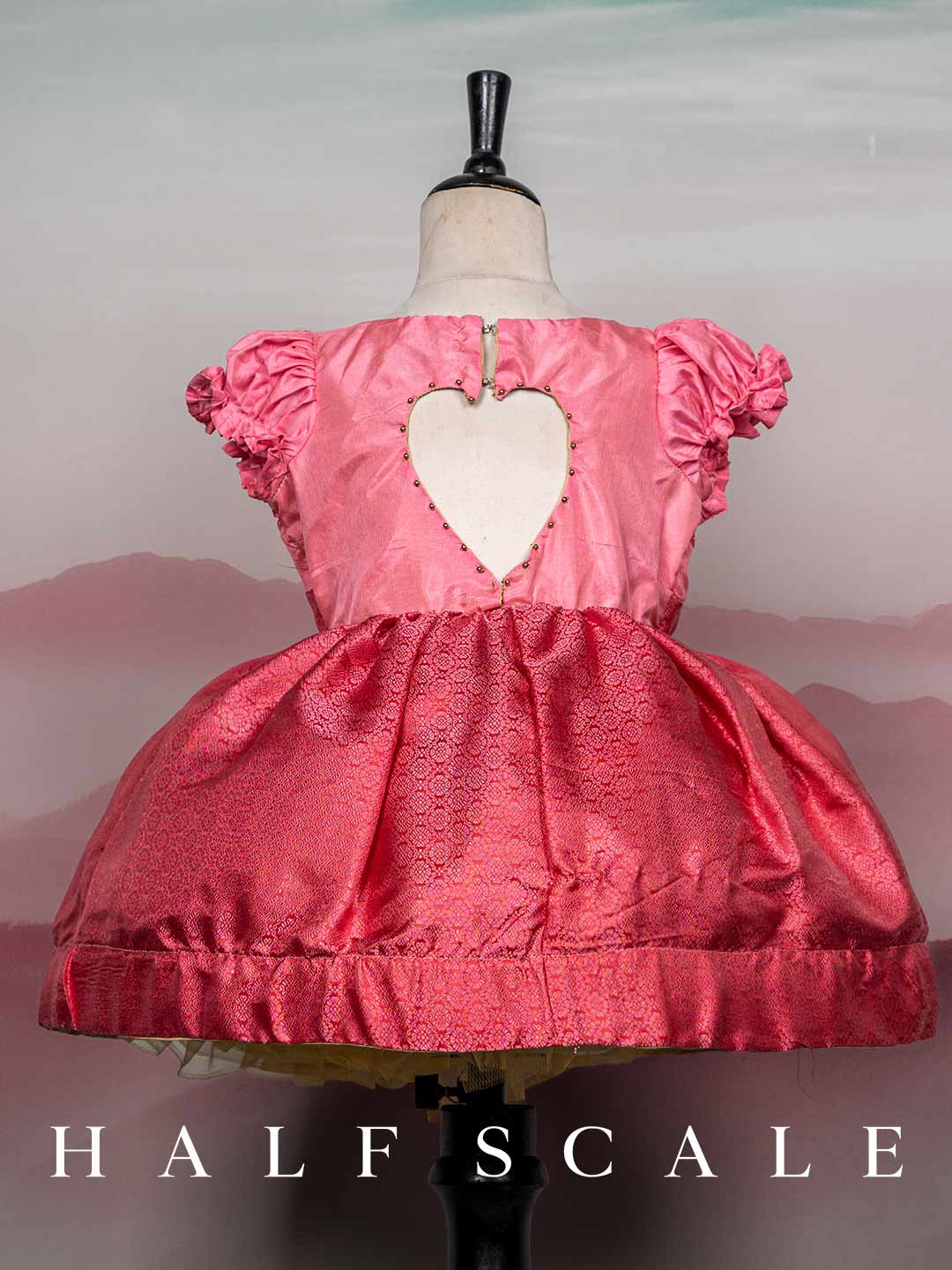 Bubblegum Pink Pure Kanchi Pattu Frock for Baby Girl | Silk Dress for Baby Girl | Half Scale | A unit of Santhitham