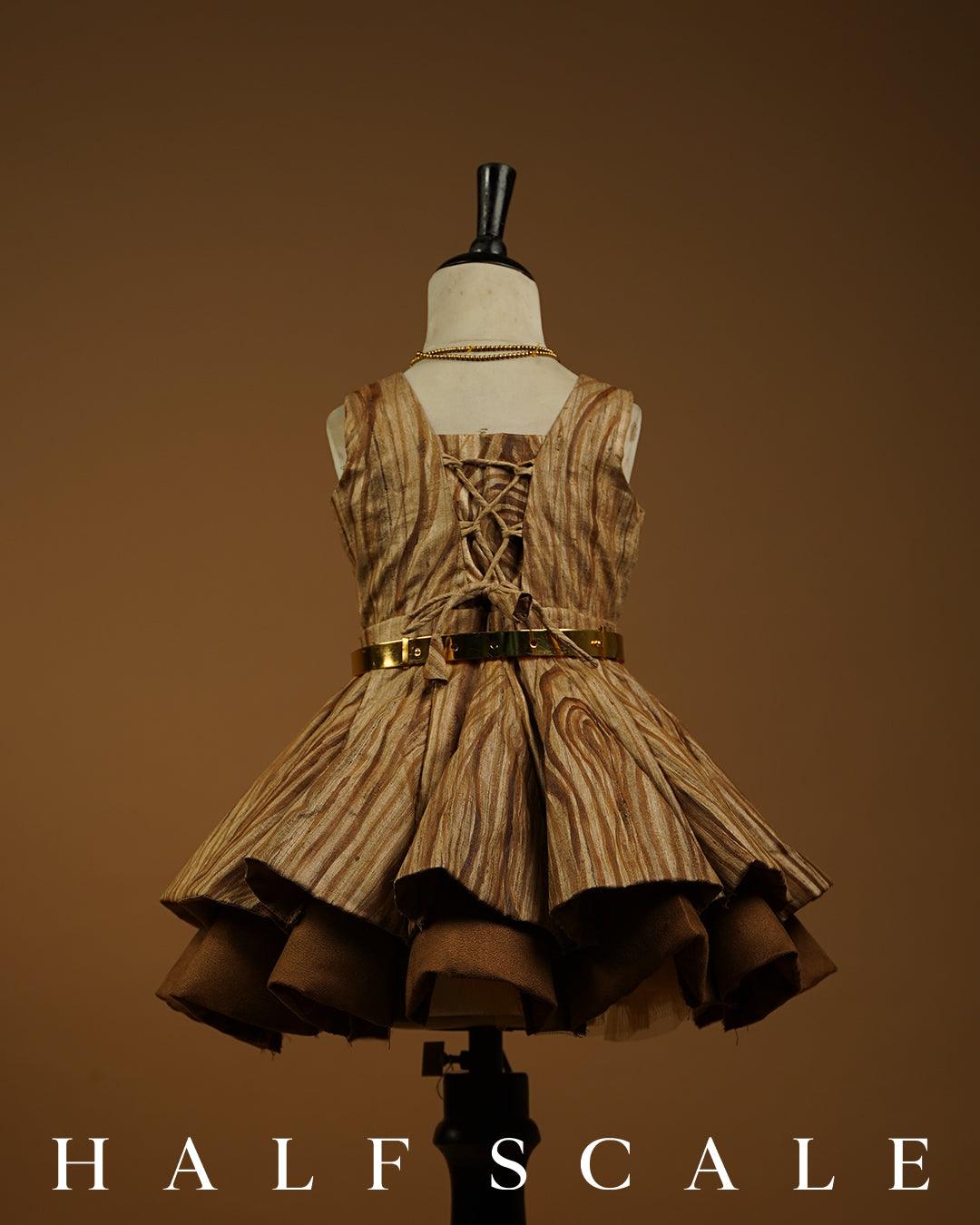 Hand Painted American Chestnut Tussar Silk Gown Tuscarora silk gown Half Scale