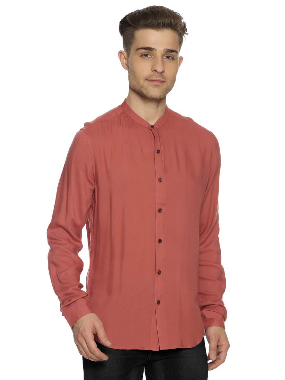 Rayon Pale Peach Ultra Soft Skinny Fit Full Sleeve Shirt WeaversKnot