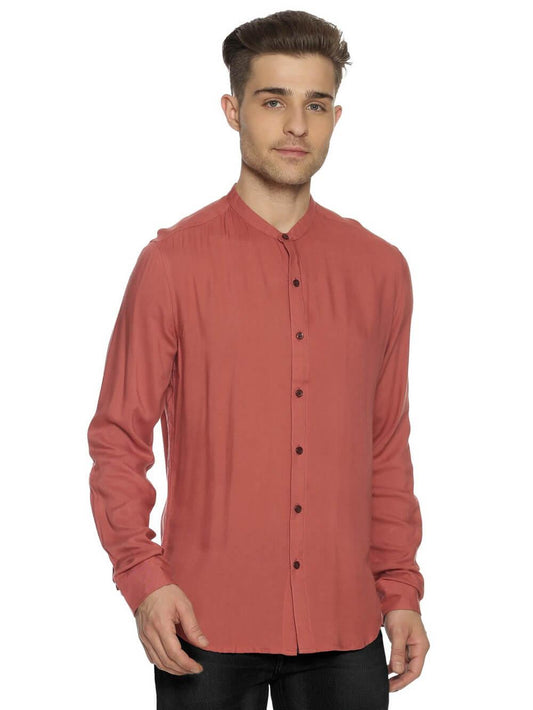 Rayon Pale Peach Ultra Soft Skinny Fit Full Sleeve Shirt WeaversKnot