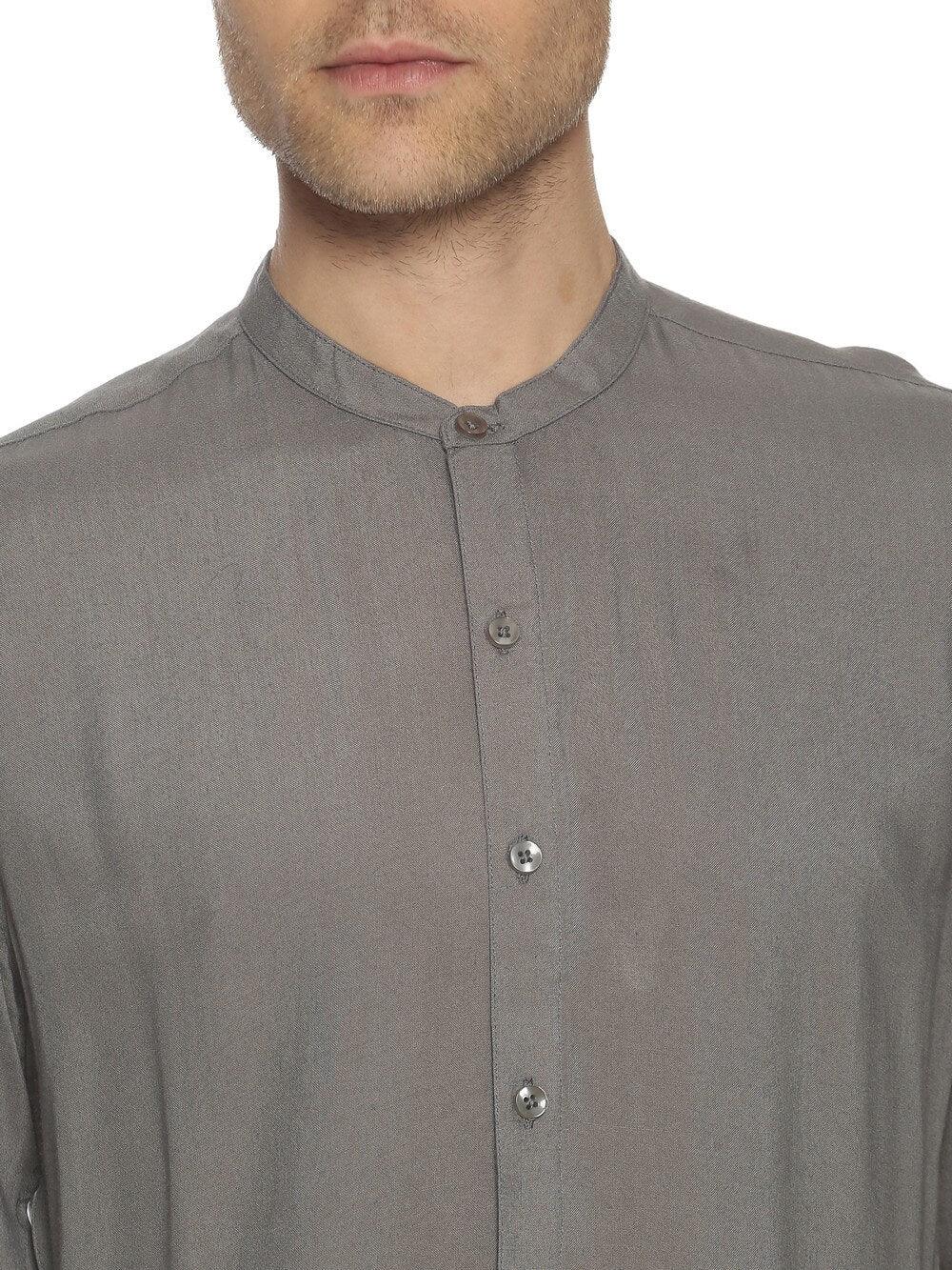 Rayon Gray Ultra Soft Skinny Fit Full Sleeve Shirt WeaversKnot