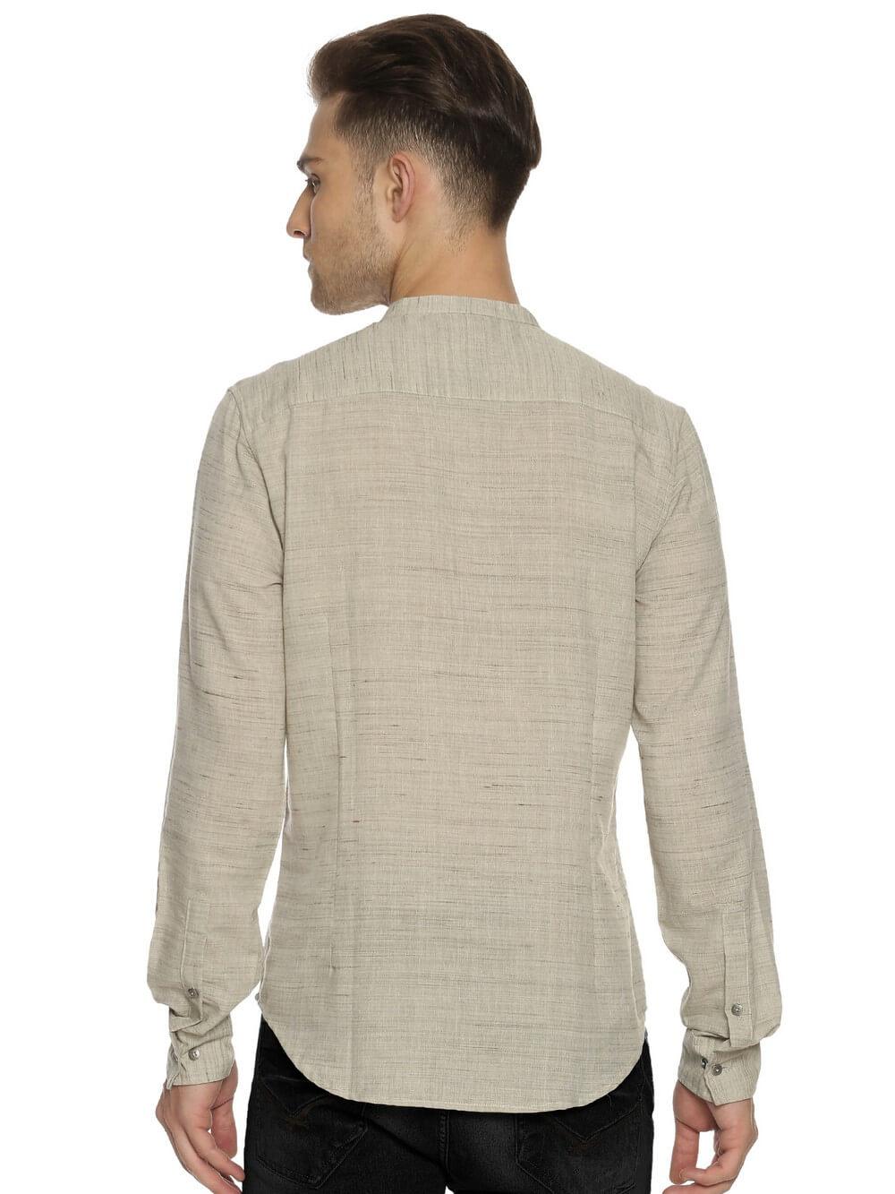 Handloom Woven Gray Men Slim Fit Shirt WeaversKnot