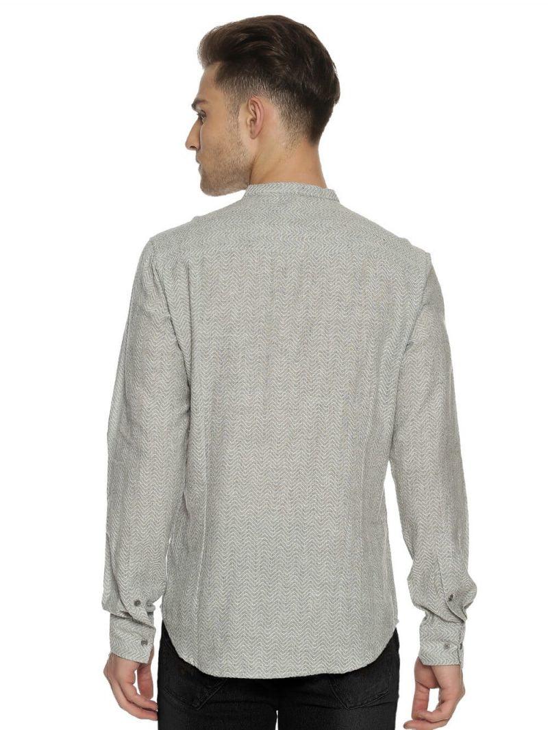 Jacquard Woven Gray Men Slim Fit Full sleeves Shirt WeaversKnot