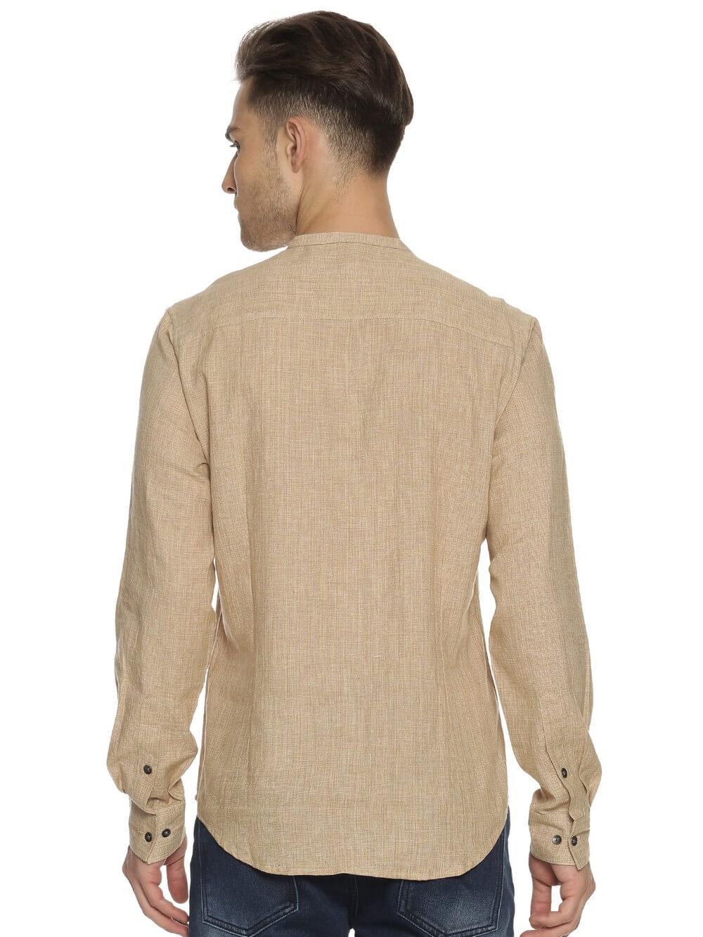 Khadi Tan Men Slim Fit Shirt WeaversKnot