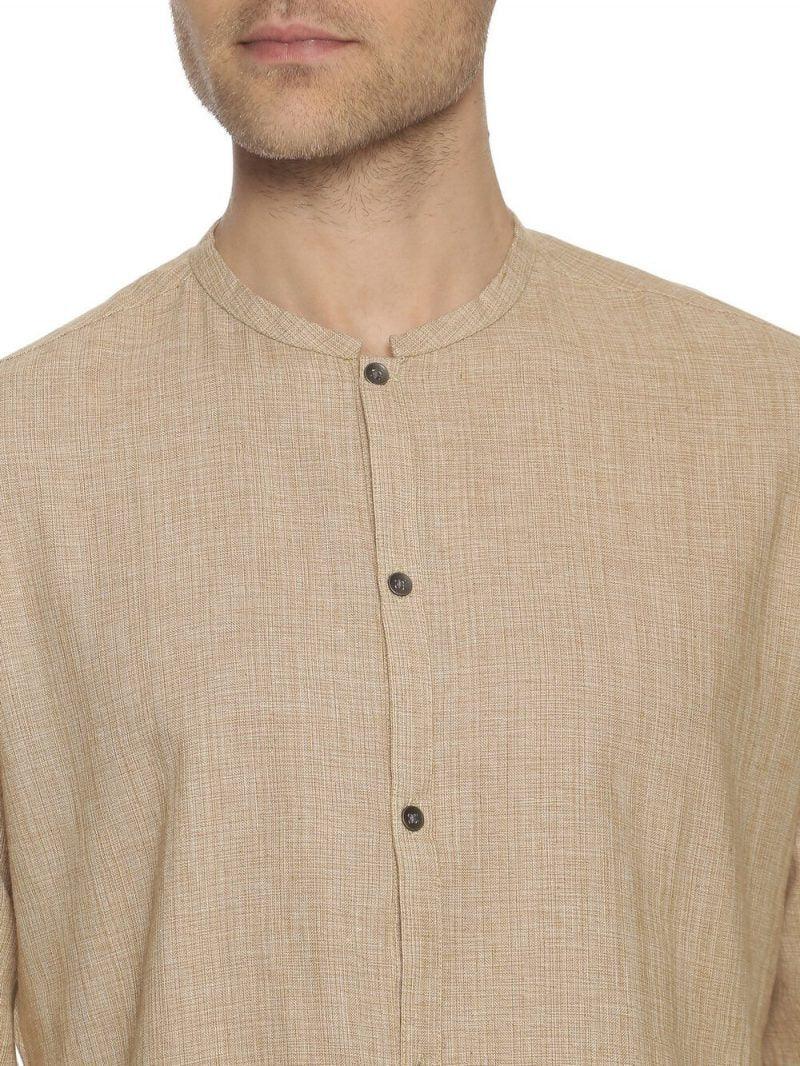 Khadi Tan Men Slim Fit Shirt WeaversKnot