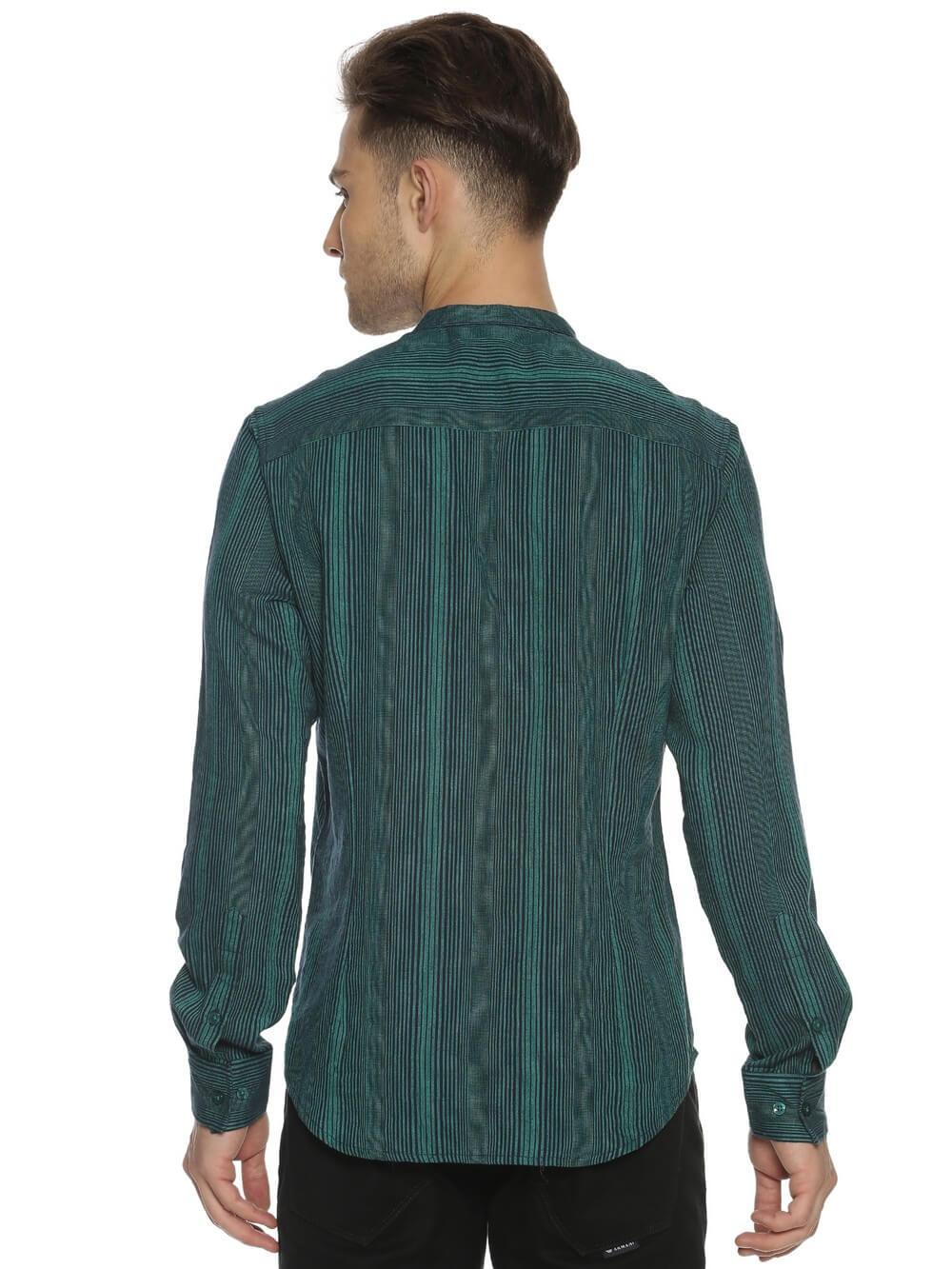 Jacquard Woven Teal Men Slim Fit Full sleeves Shirt WeaversKnot