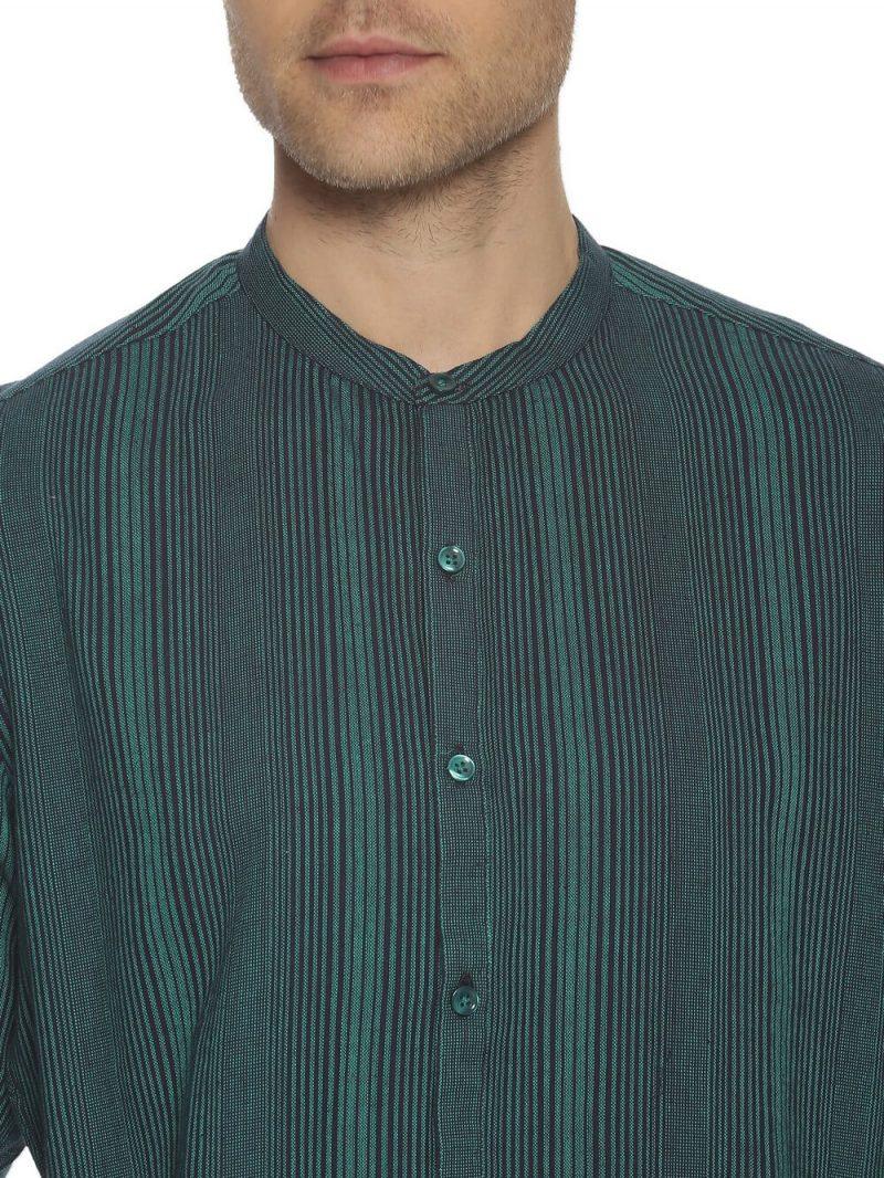 Jacquard Woven Teal Men Slim Fit Full sleeves Shirt WeaversKnot