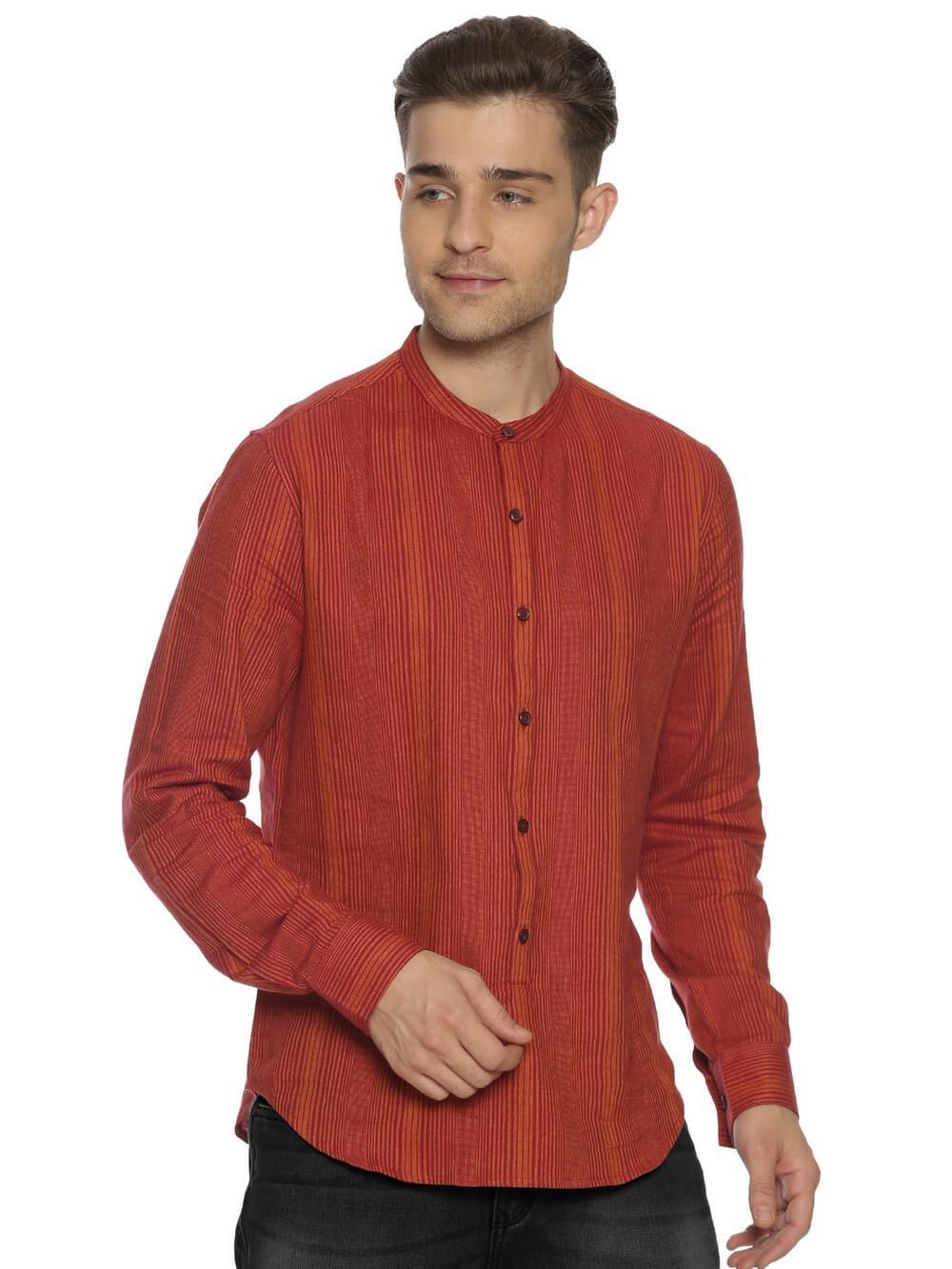 Jacquard Woven Ginger Men Slim Fit Full sleeves Shirt WeaversKnot