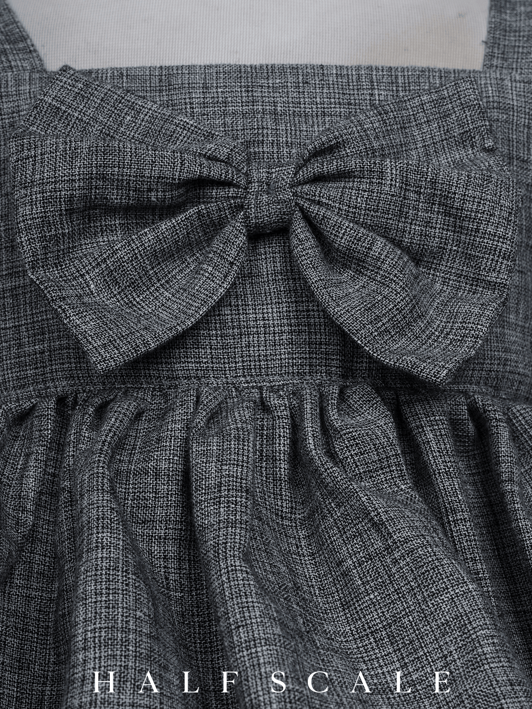 Handloom Woven Gray Girl's Fit & Flare Dress with White Stripes Clothing WeaversKnot
