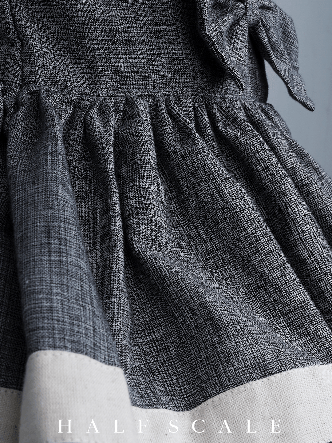 Handloom Woven Gray Girl's Fit & Flare Dress with White Stripes Clothing WeaversKnot