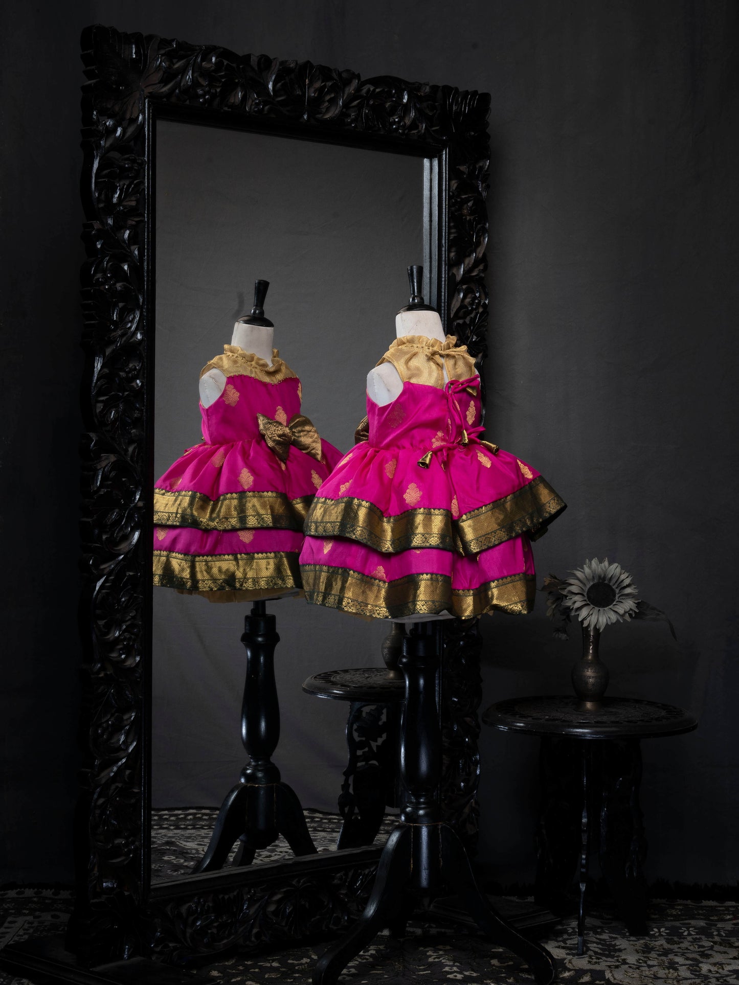 Fuchsia Pink Baby Pattu Frocks | Kanjivaram Silk