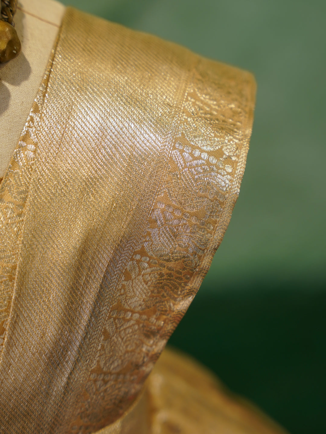 Kids Kanchipuram Silk Lehenga Gown – Gold with Pink Accent