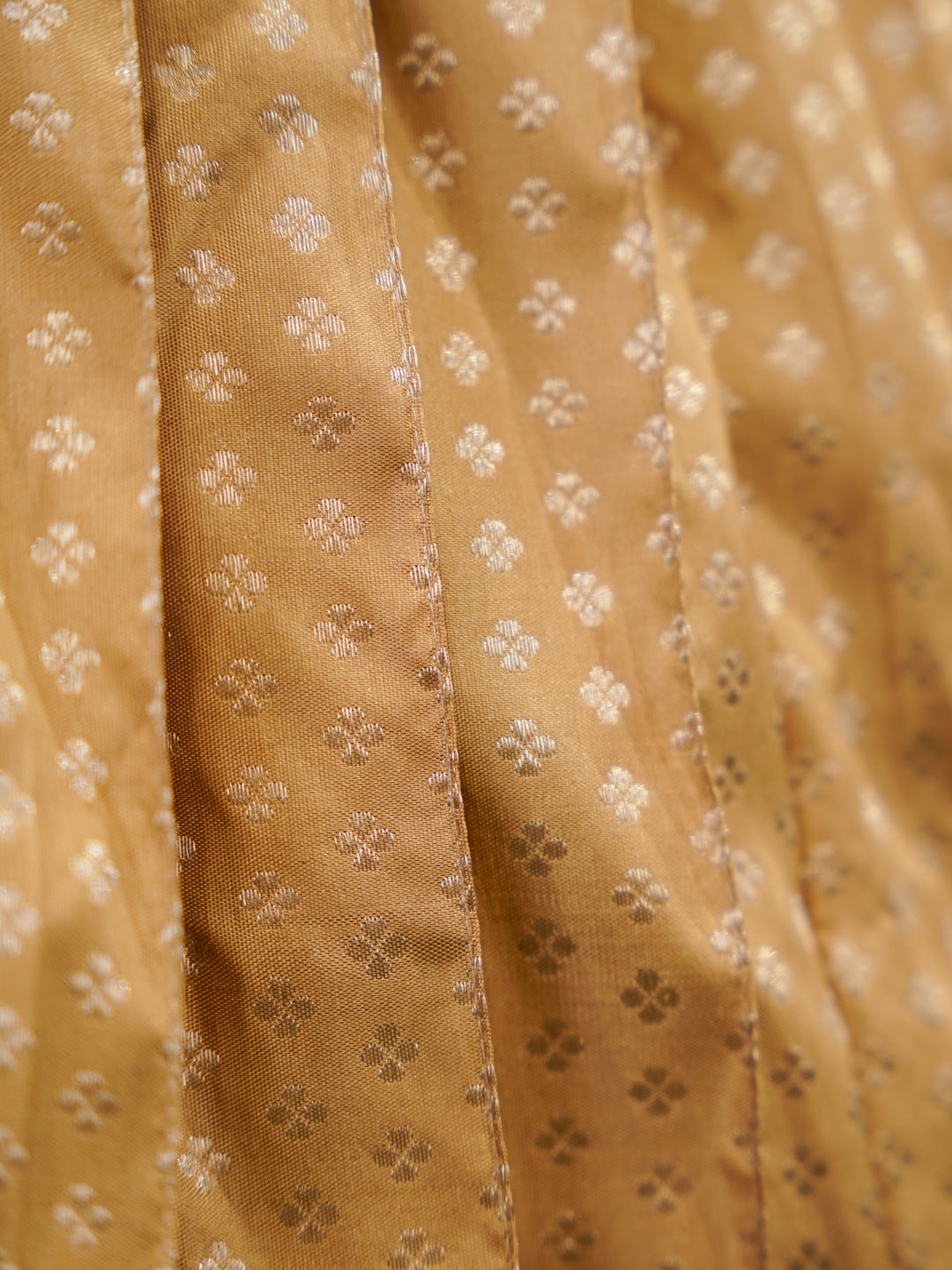 Kids Kanchipuram Silk Lehenga Gown – Gold with Pink Accent