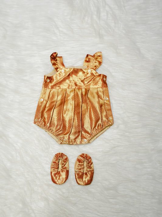 Classic Gold Newborn Girl Romper