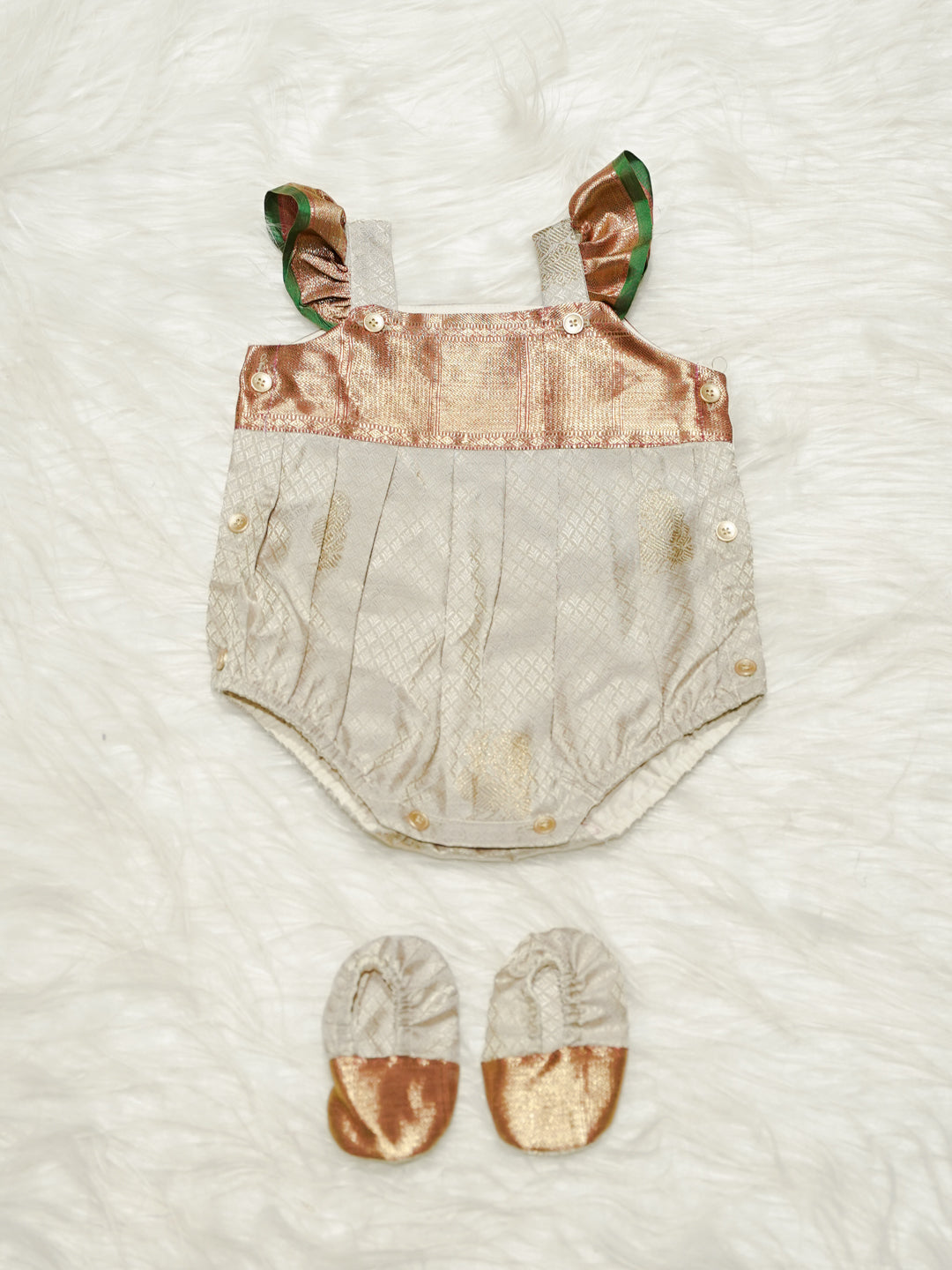 Ivory & Rose Gold Newborn Girl Romper