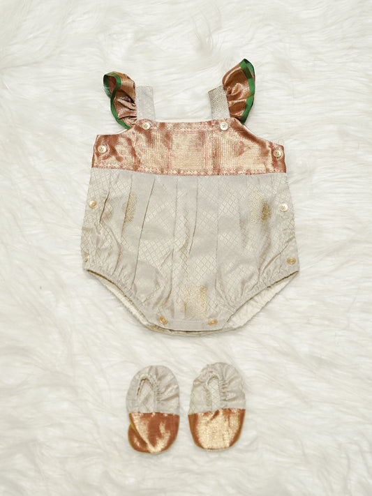 Ivory & Rose Gold Newborn Girl Romper