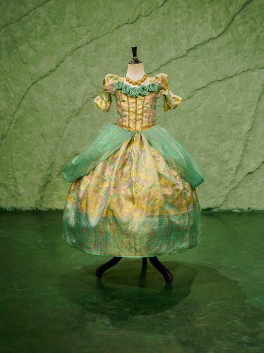Mint Blossom Pure Kanchipuram Silk Pattu Gown