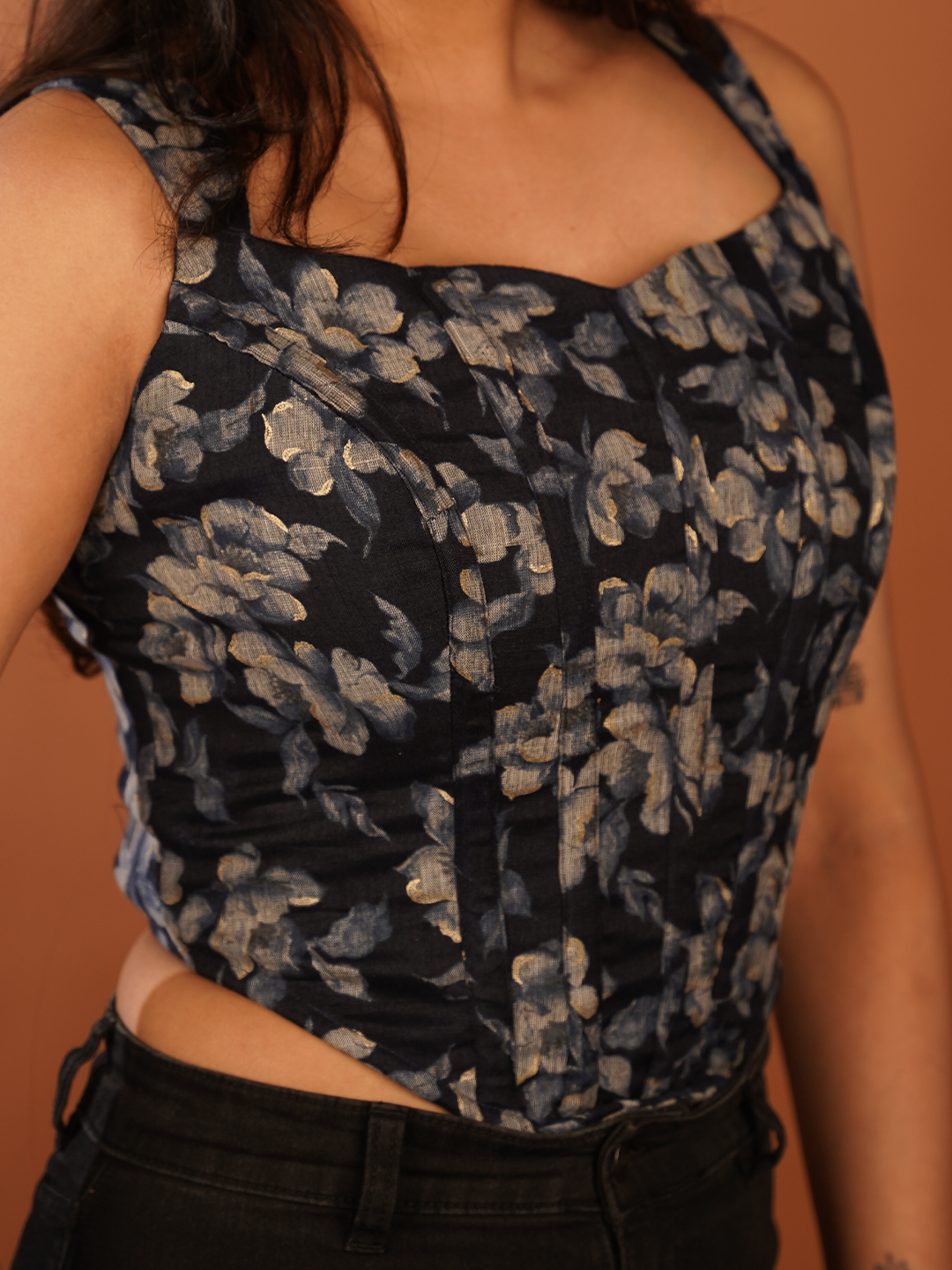 Luxury Royal Blue Floral Corset – Feminine and Flattering for Any Event