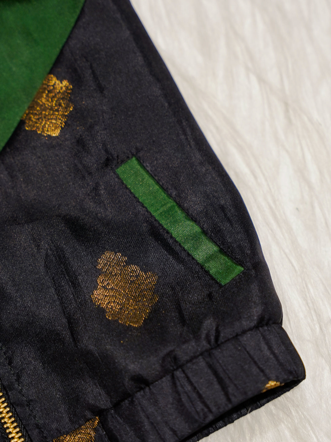 Emerald Green Newborn Hooded Jacket with Zari Motifs