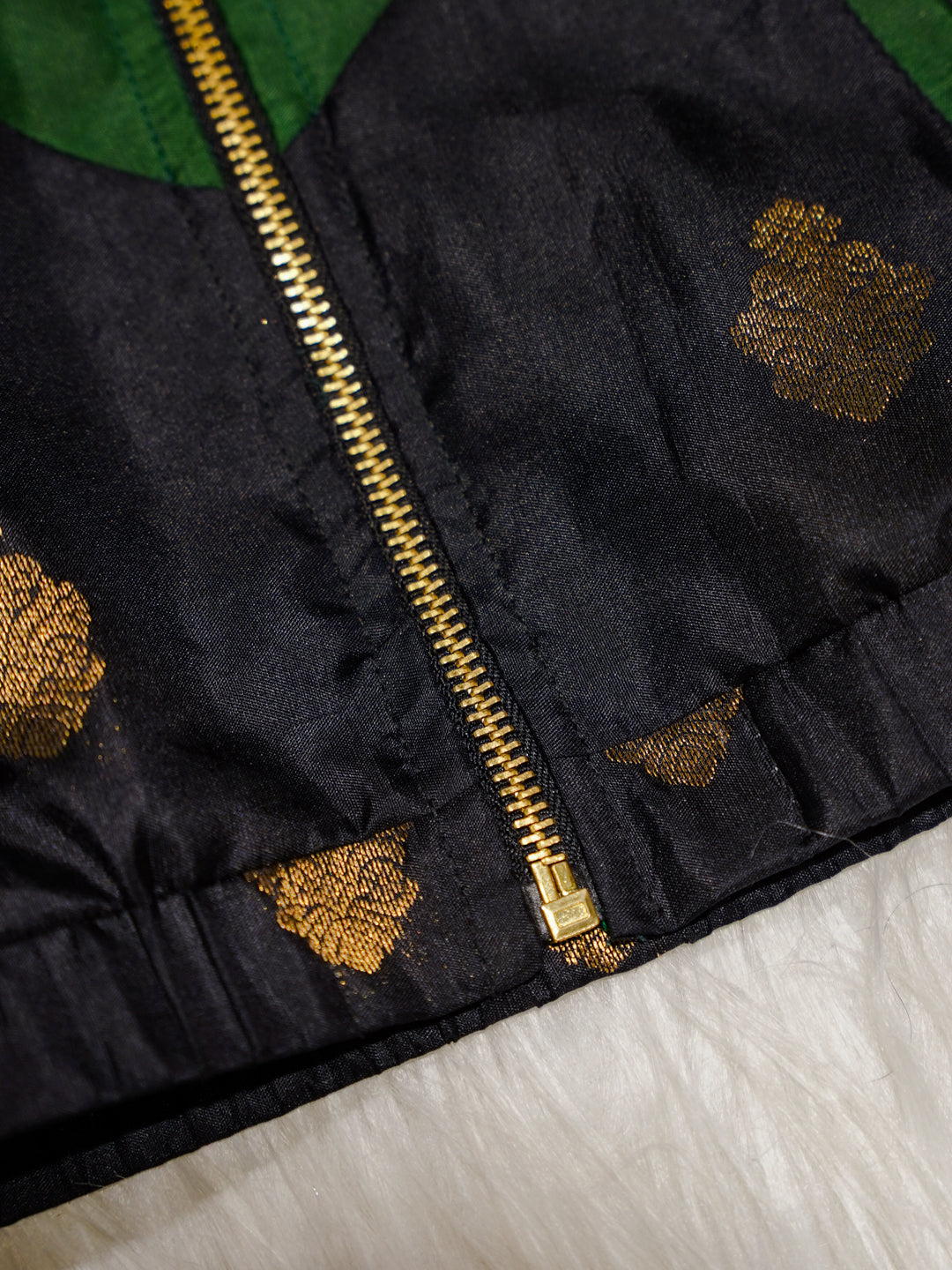 Emerald Green Newborn Hooded Jacket with Zari Motifs